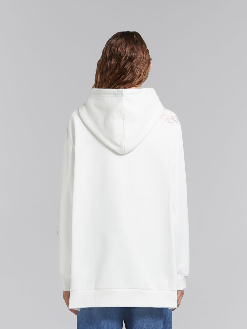WHITE COTTON HOODIE WITH MARNI POPPIES - 3