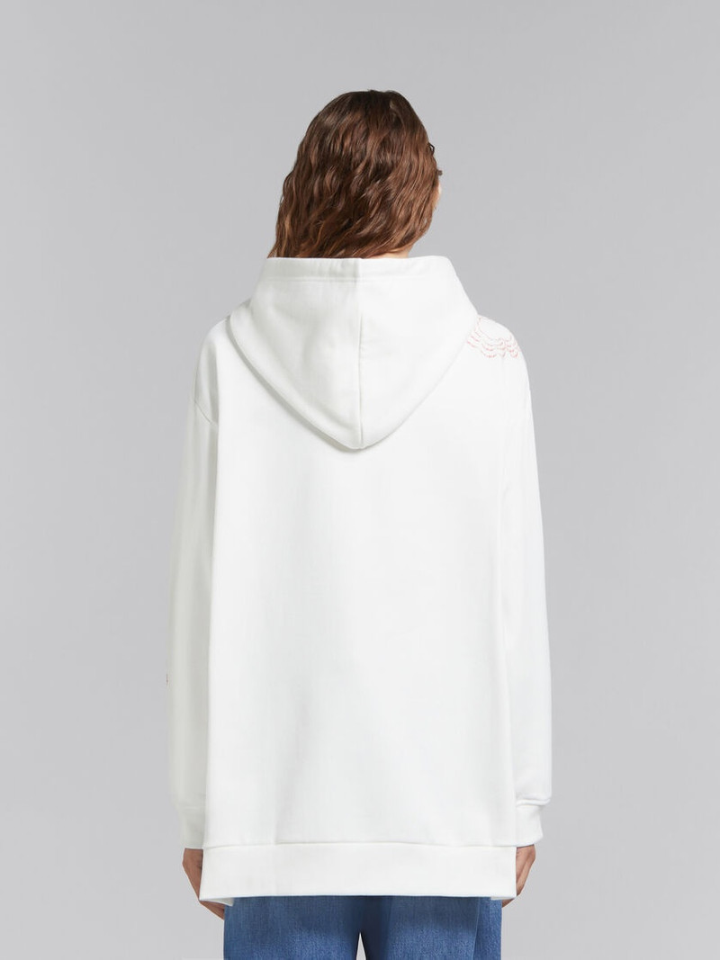 WHITE COTTON HOODIE WITH MARNI POPPIES 3