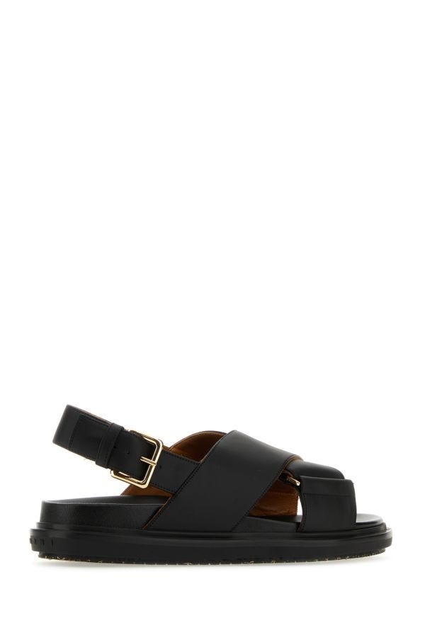 Black leather Fussbett sandals - 3