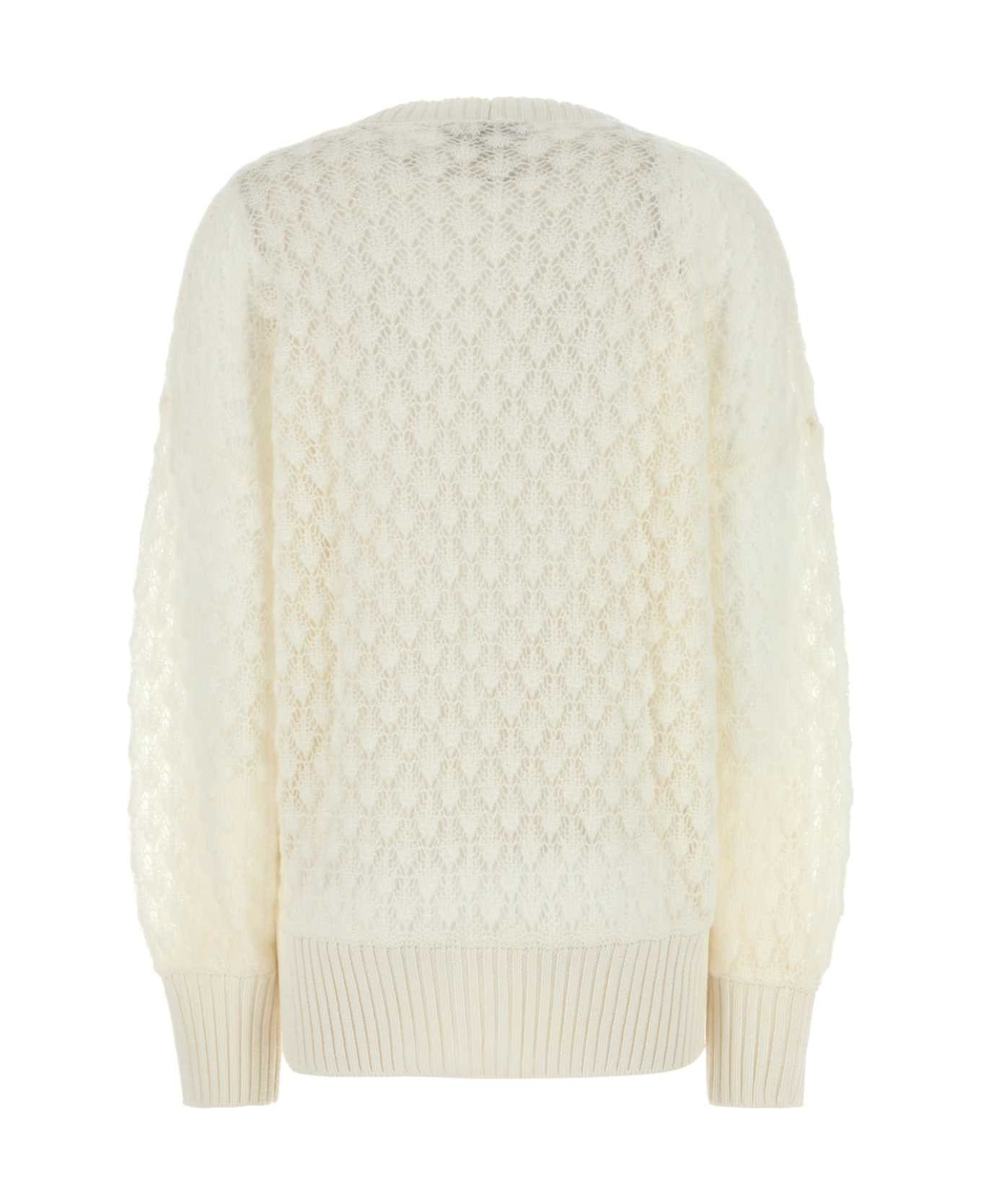 Ivory Nylon Blend Oversize Cardigan - 2