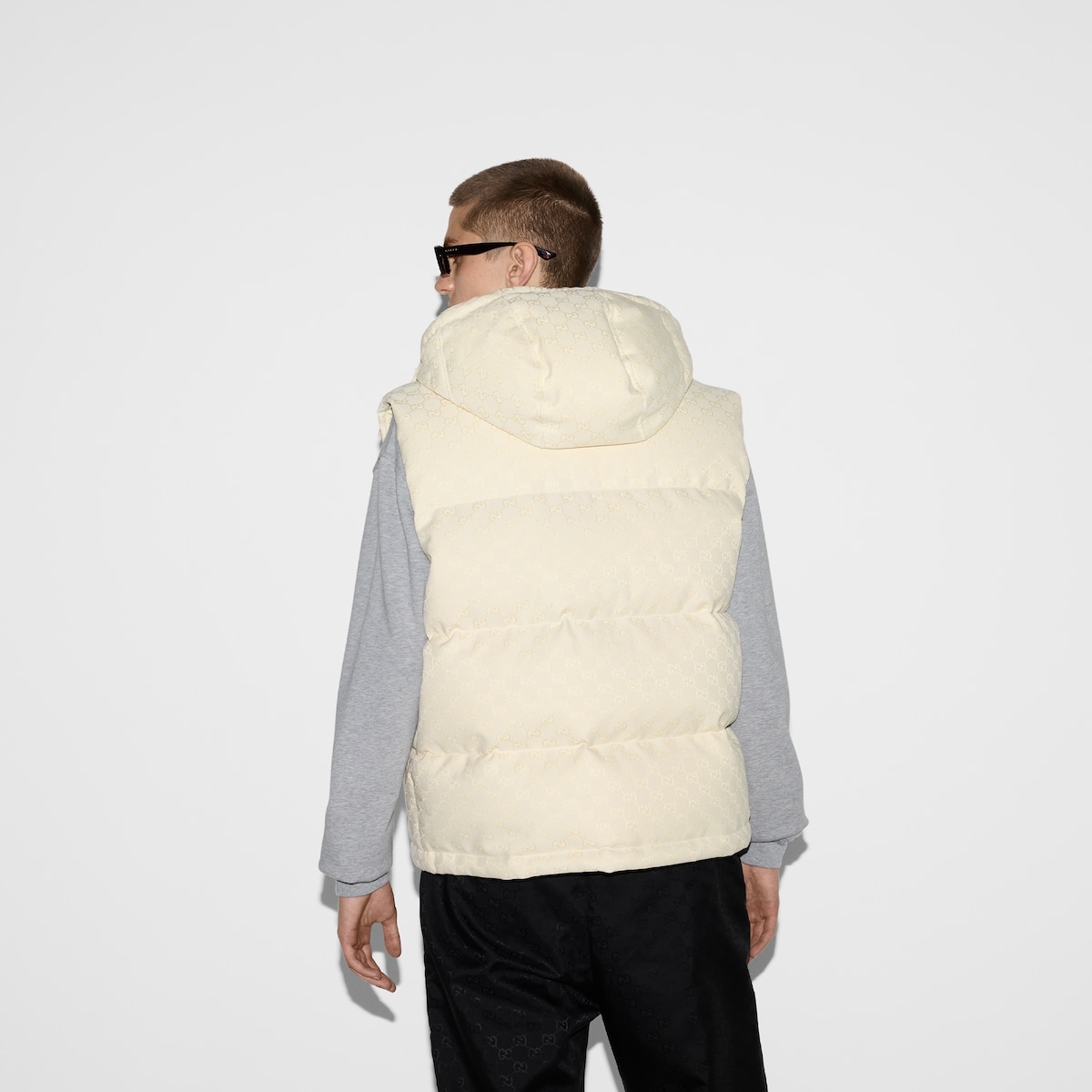GG cotton blend canvas puffer vest - 4