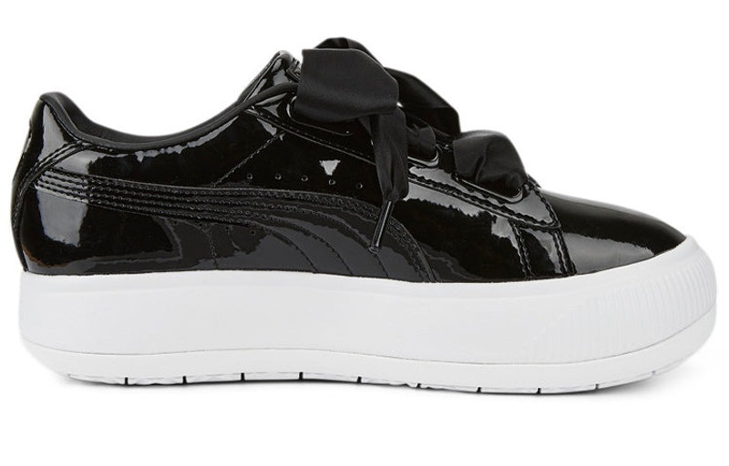 (WMNS) PUMA Suede Mayu Heart Patent 'Black White' 385967-02 2