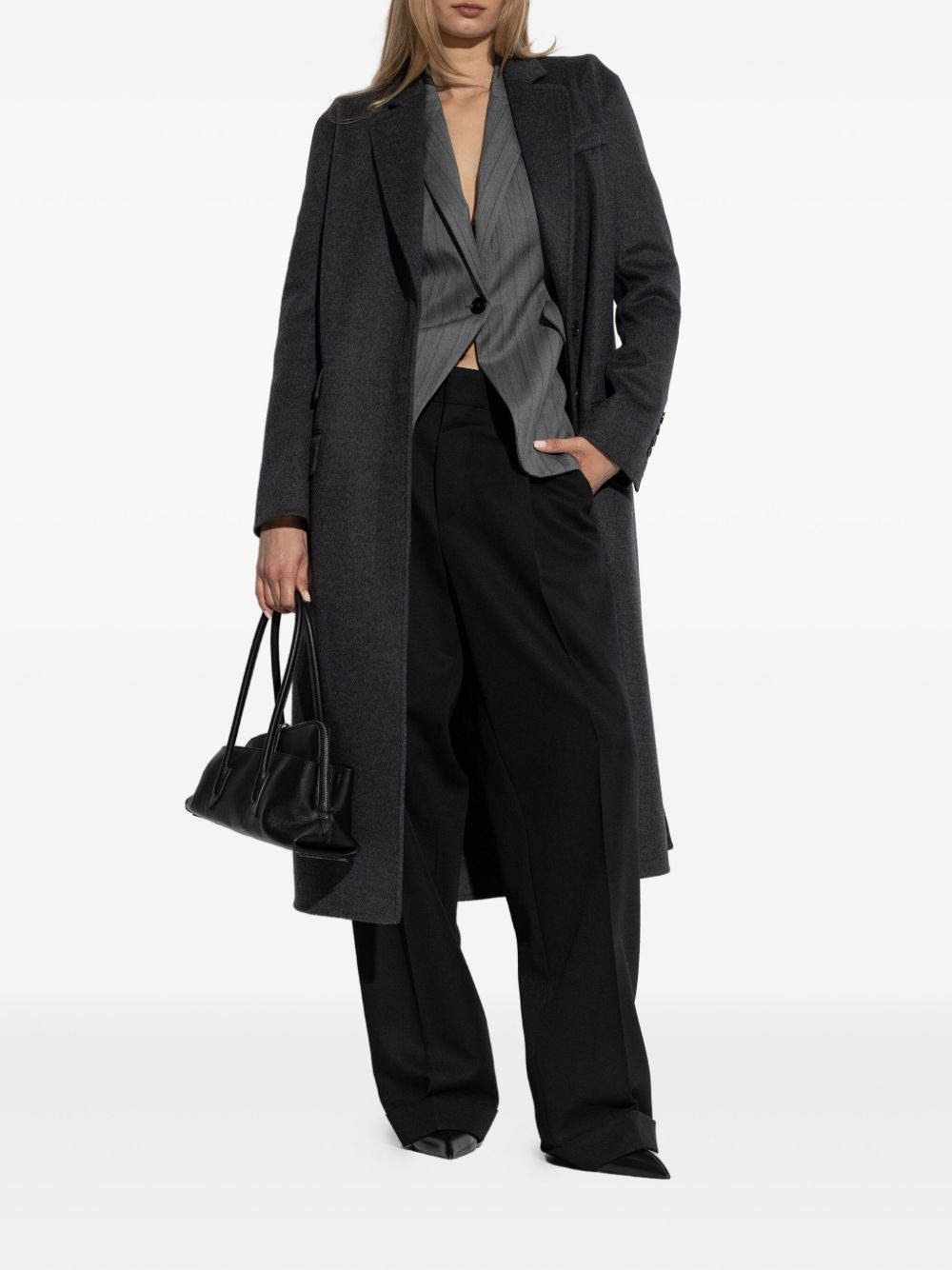 single-breasted wool coat - 2