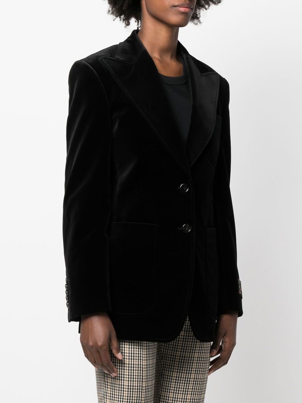 single-breasted velvet blazer - 3