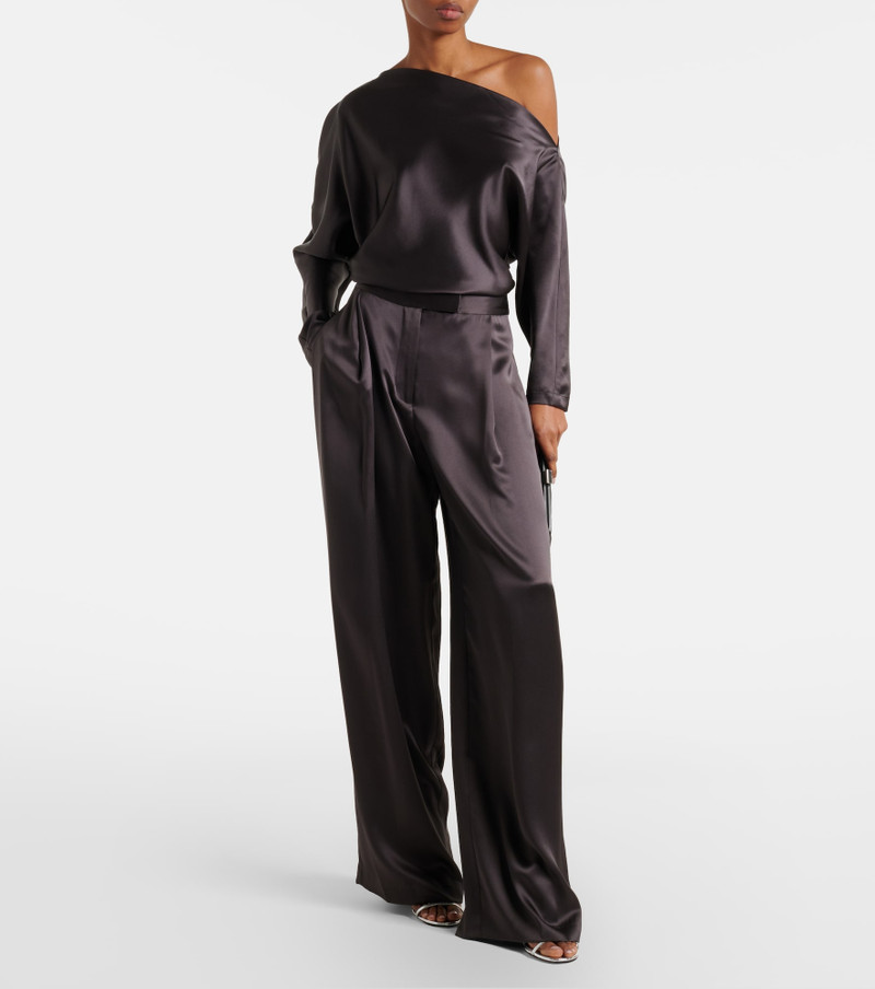 THE SEI One-shoulder silk satin top outlook