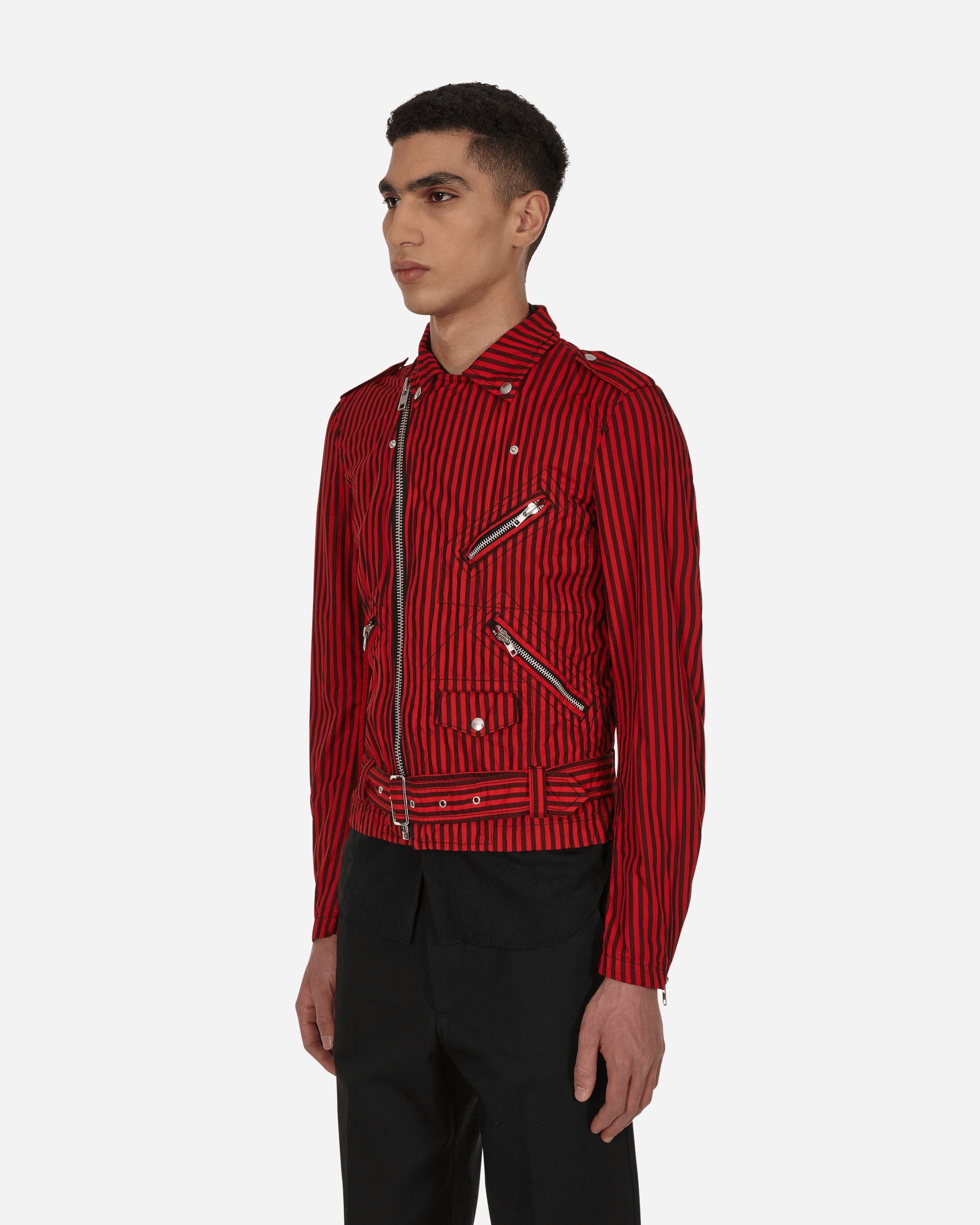 Stripe Biker Jacket Red - 2