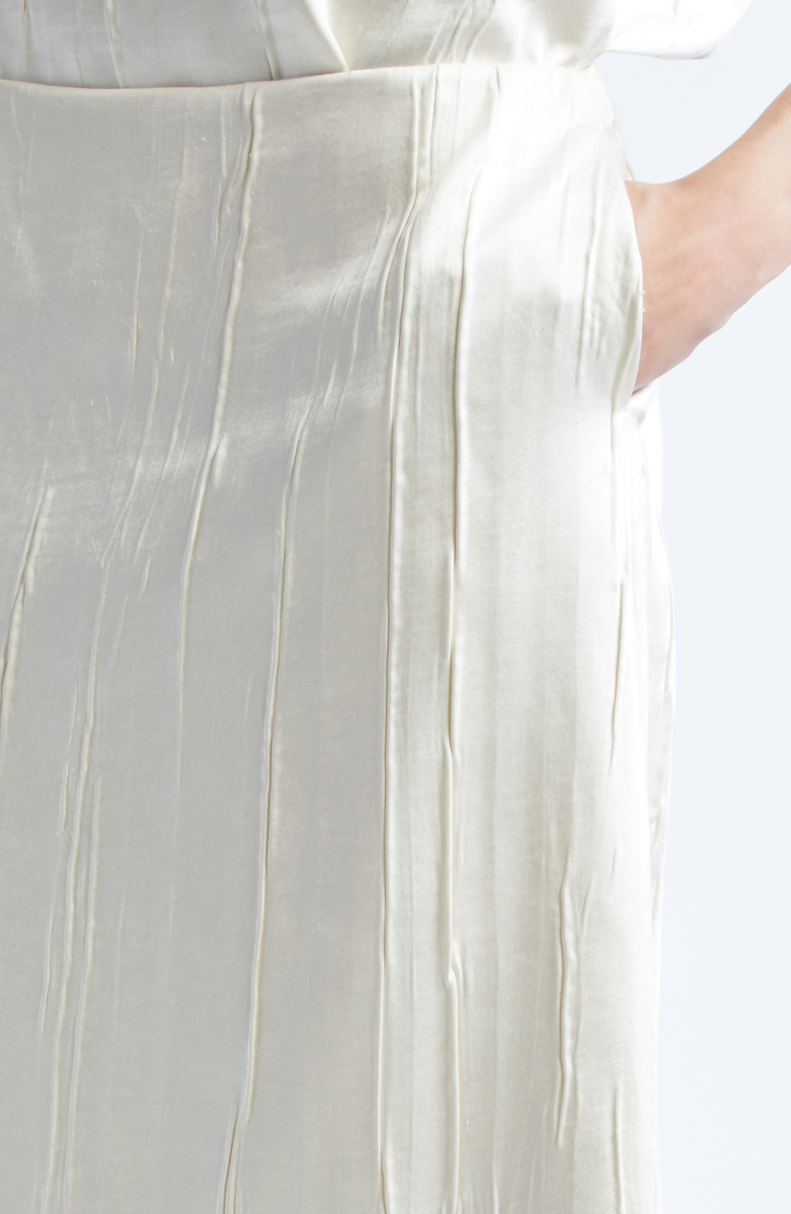 Brandon Maxwell The Tierney Satin Midi Skirt in Ivory at Nordstrom - 5