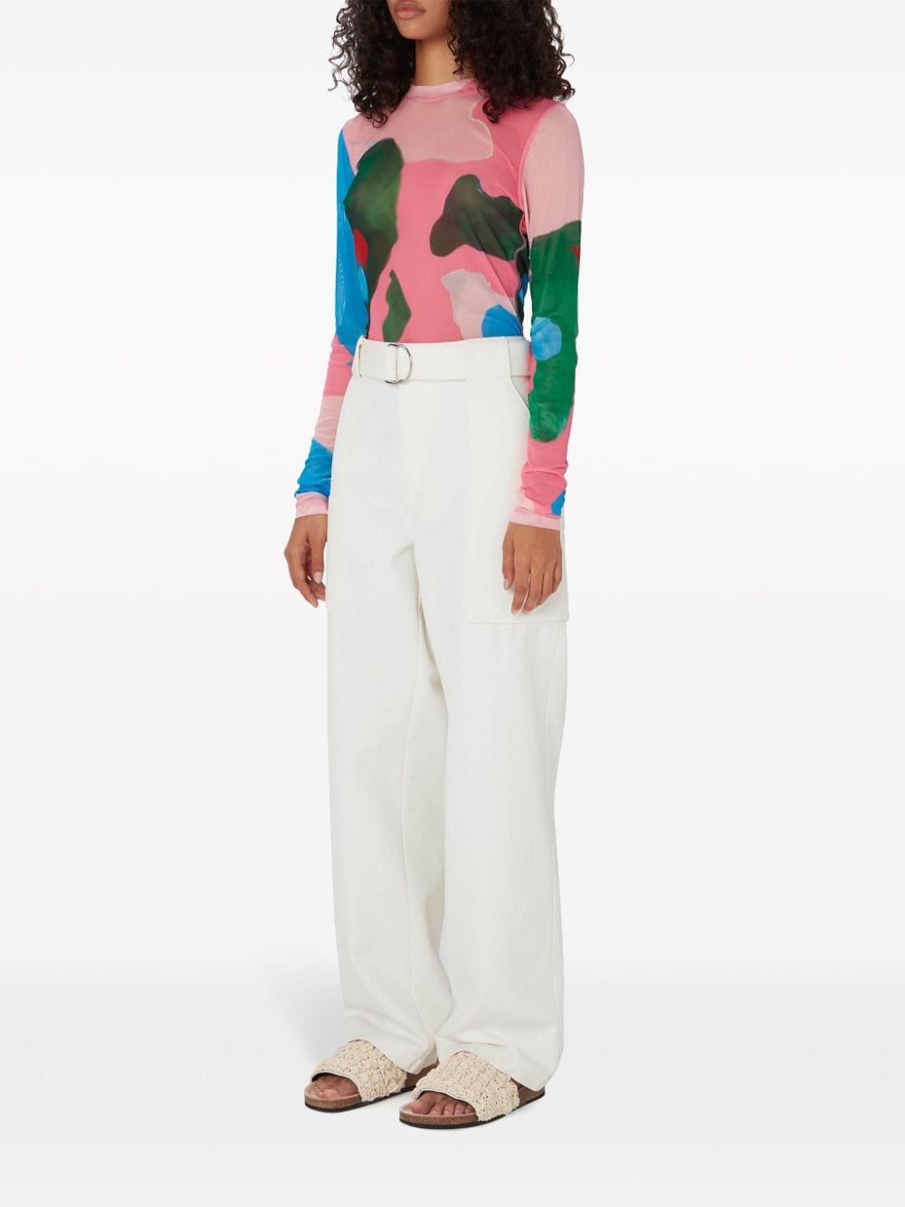 wide-leg cotton cargo trousers - 2