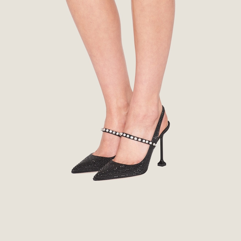 Miu Miu Satin slingback pumps with crystals outlook