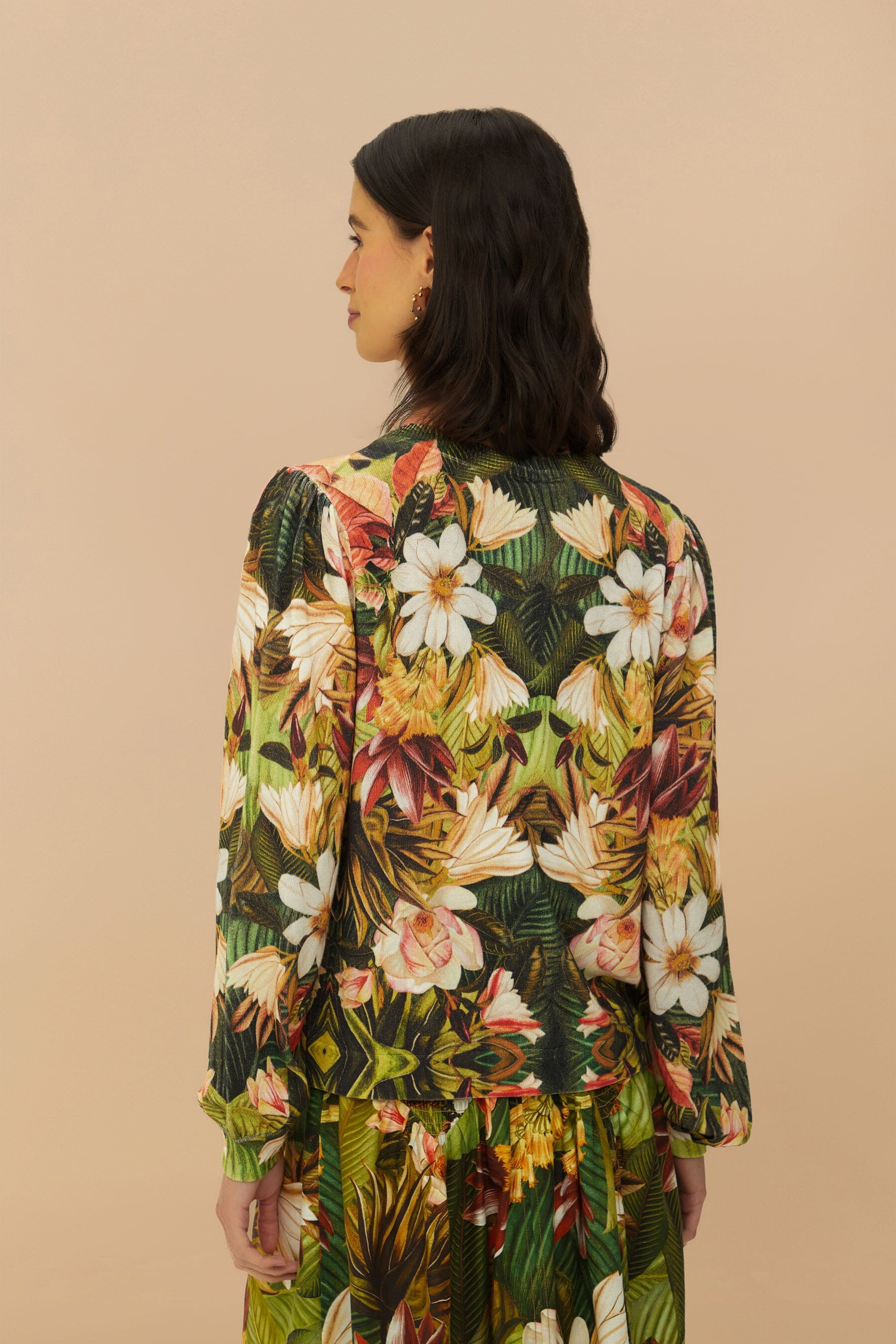 Multicolor Botanical Forest Knit Cardigan - 3