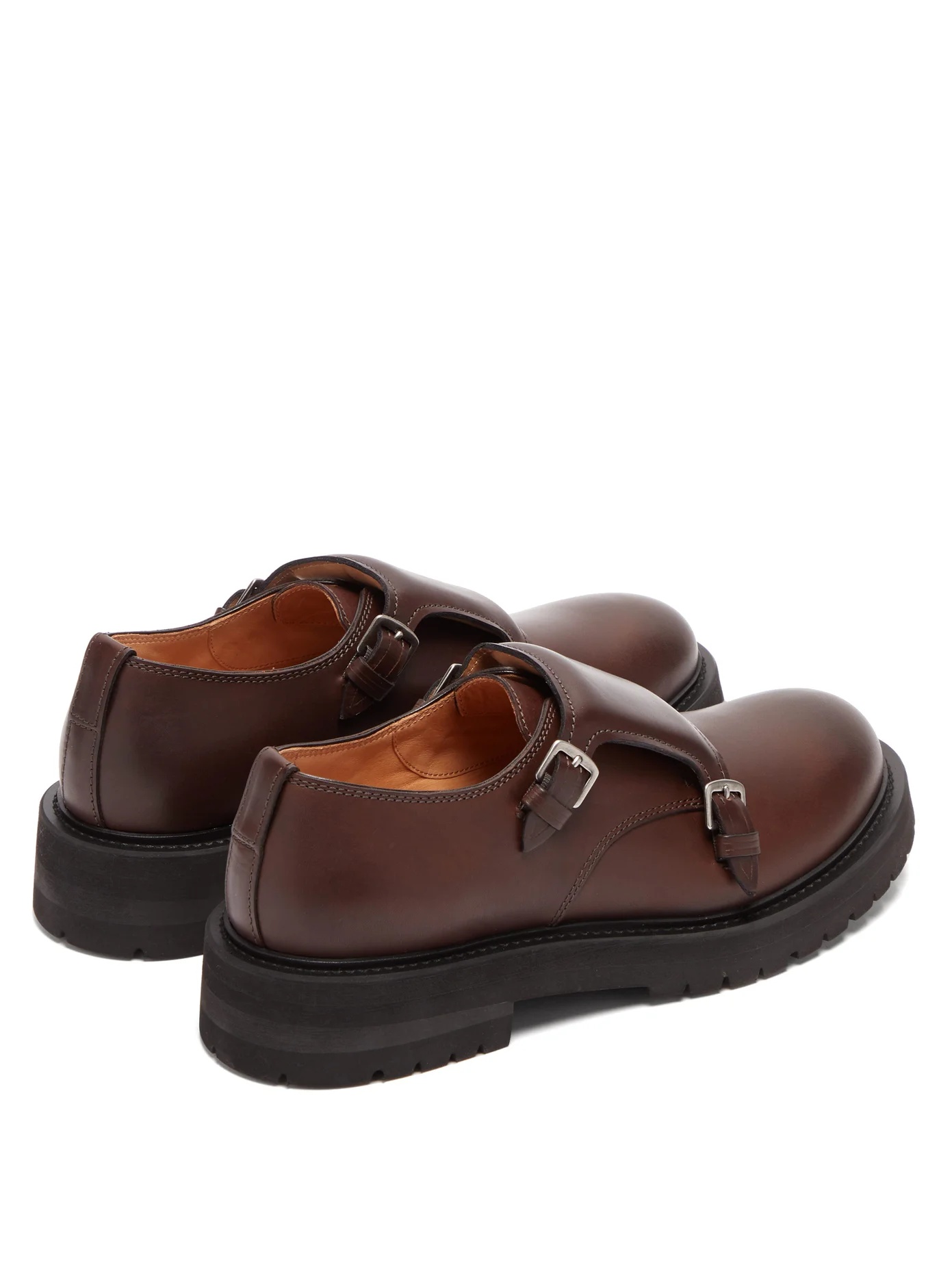 Chunky-sole monk-strap leather shoes - 6