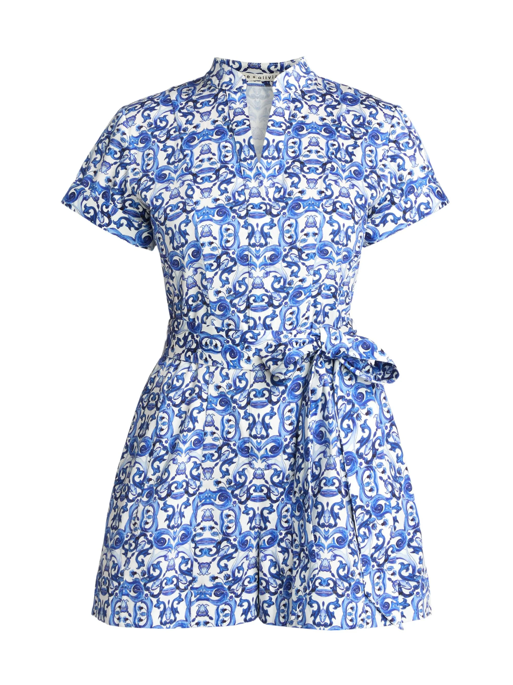 Women's Lucy Geometric Cotton-Blend Romper - Solstice - 1