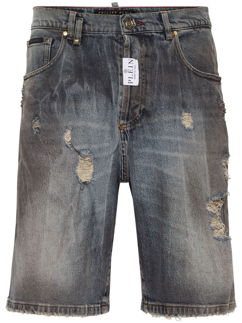 distressed-effect denim shorts 1
