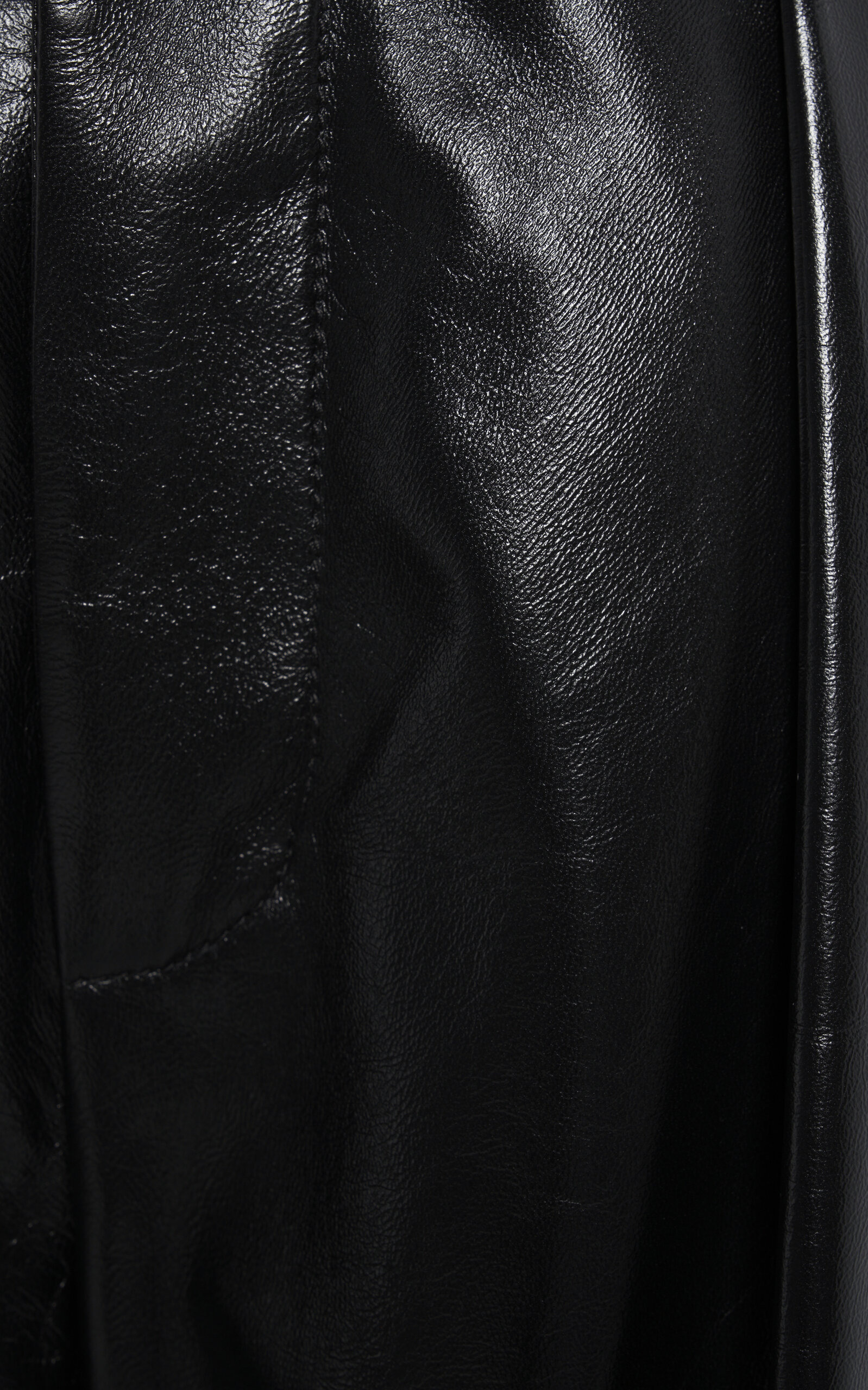 Pleated Leather Straight-Leg Pants black - 5