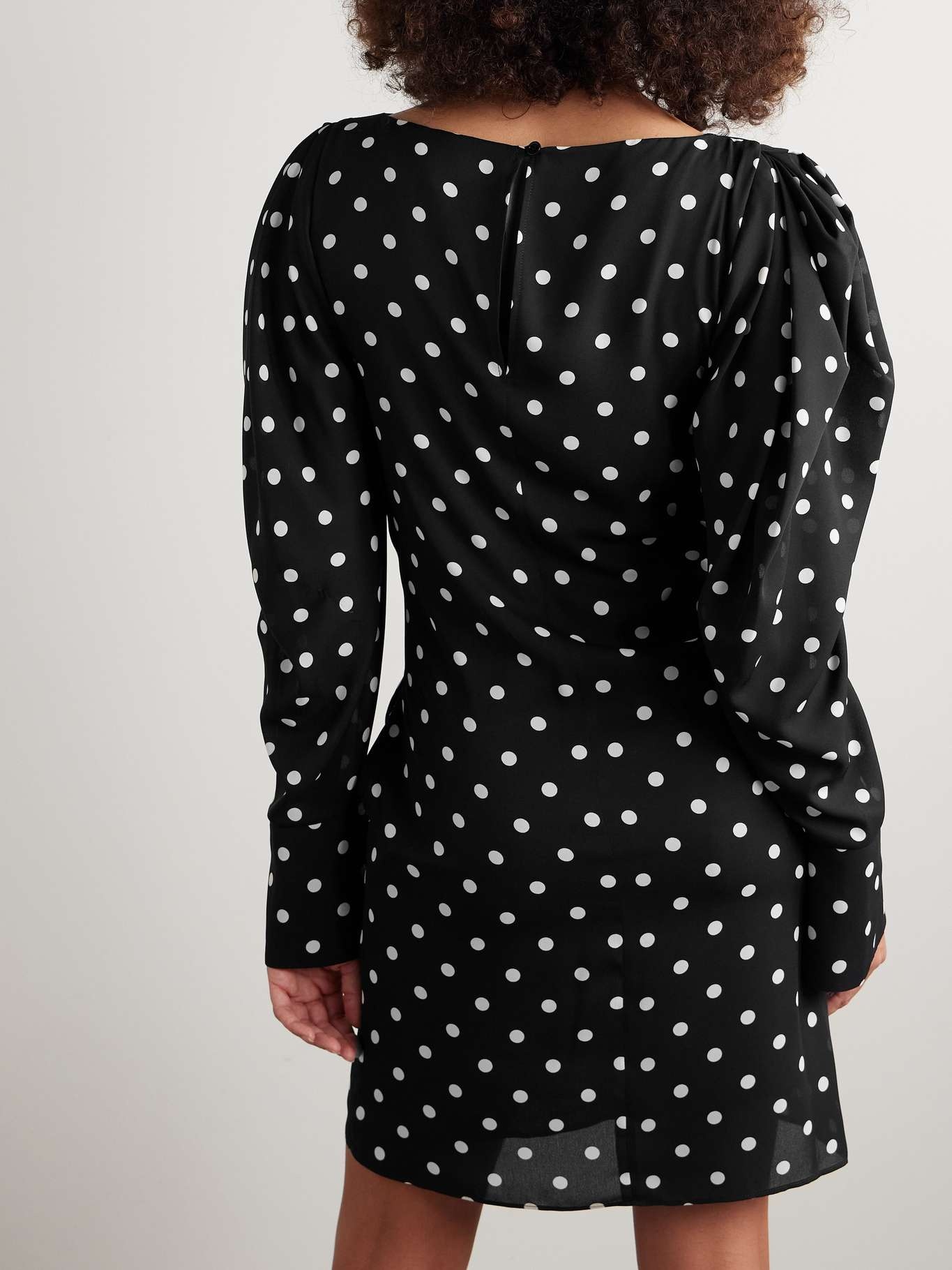 Polka-dot recycled-crepe de chine mini dress - 3