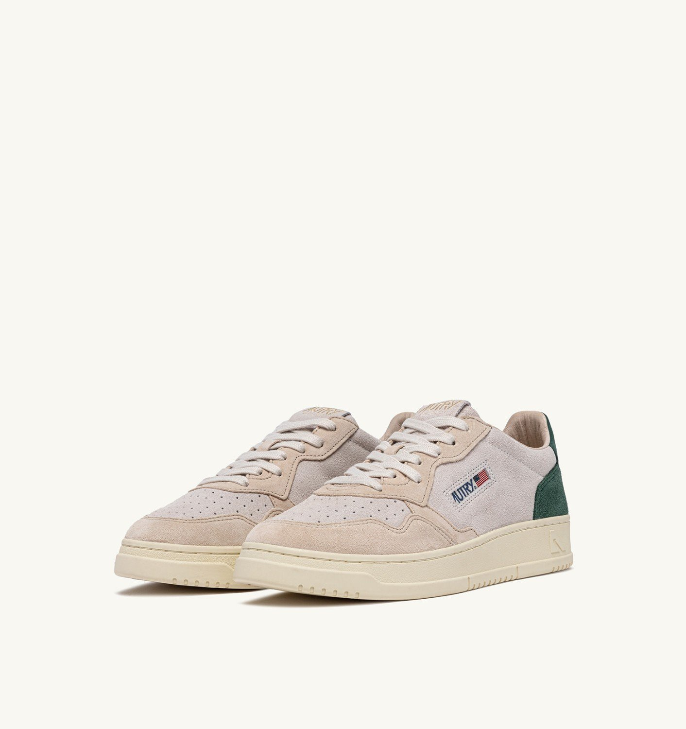 MEDALIST LOW SNEAKERS IN TRICOLOR SAND AND GREEN SUEDE - 3