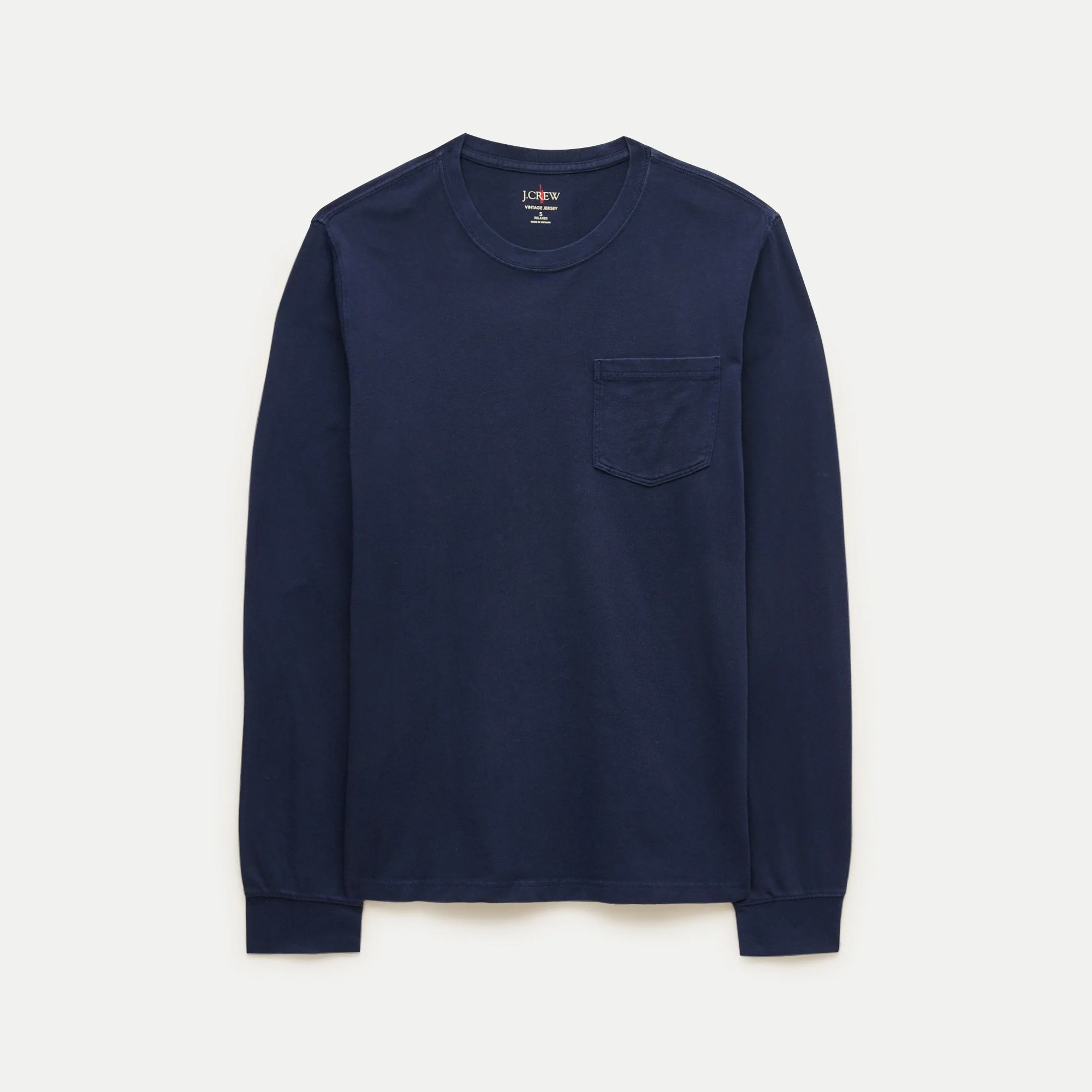 Long-sleeve vintage-wash cotton pocket T-shirt - 1
