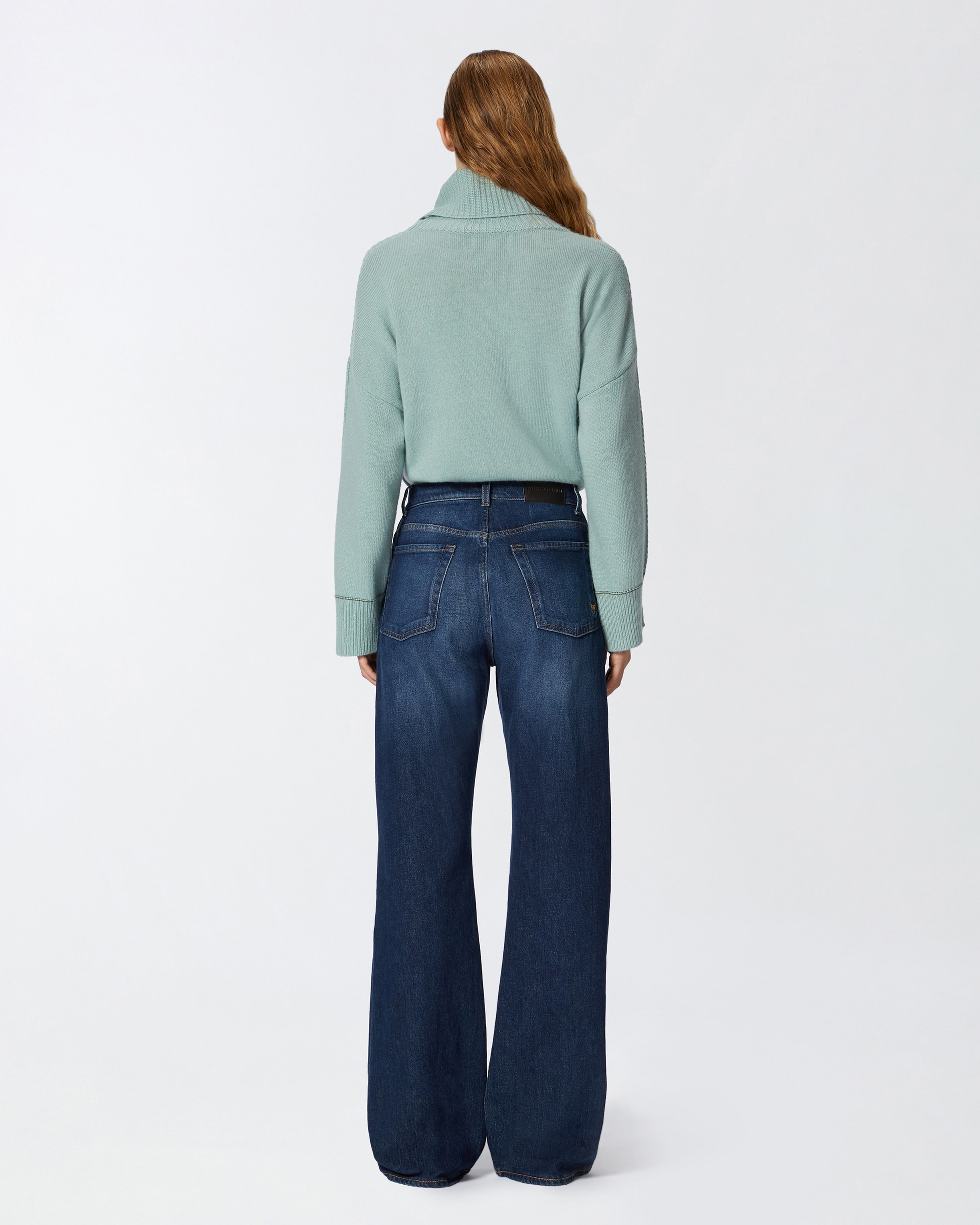 PINKO WIDE-LEG VINTAGE BLUE DENIM JEANS | REVERSIBLE