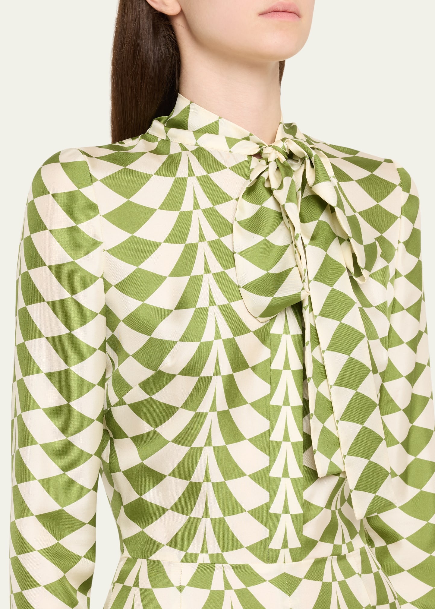 Geo Silk Twill Long-Sleeve Midi Shirtdress - 5