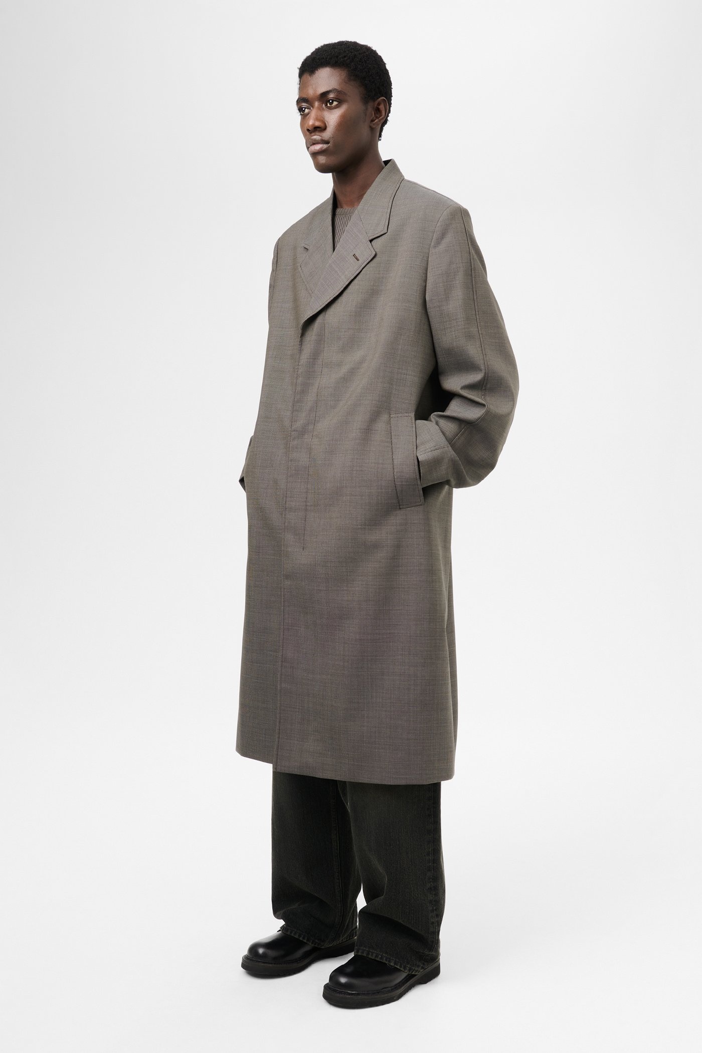 Uniform Coat Grey Atom Check Wool - 3