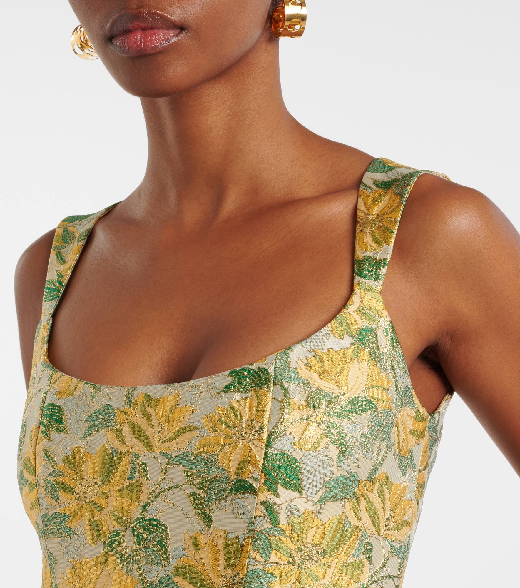 Floral lamé jacquard gown - 4