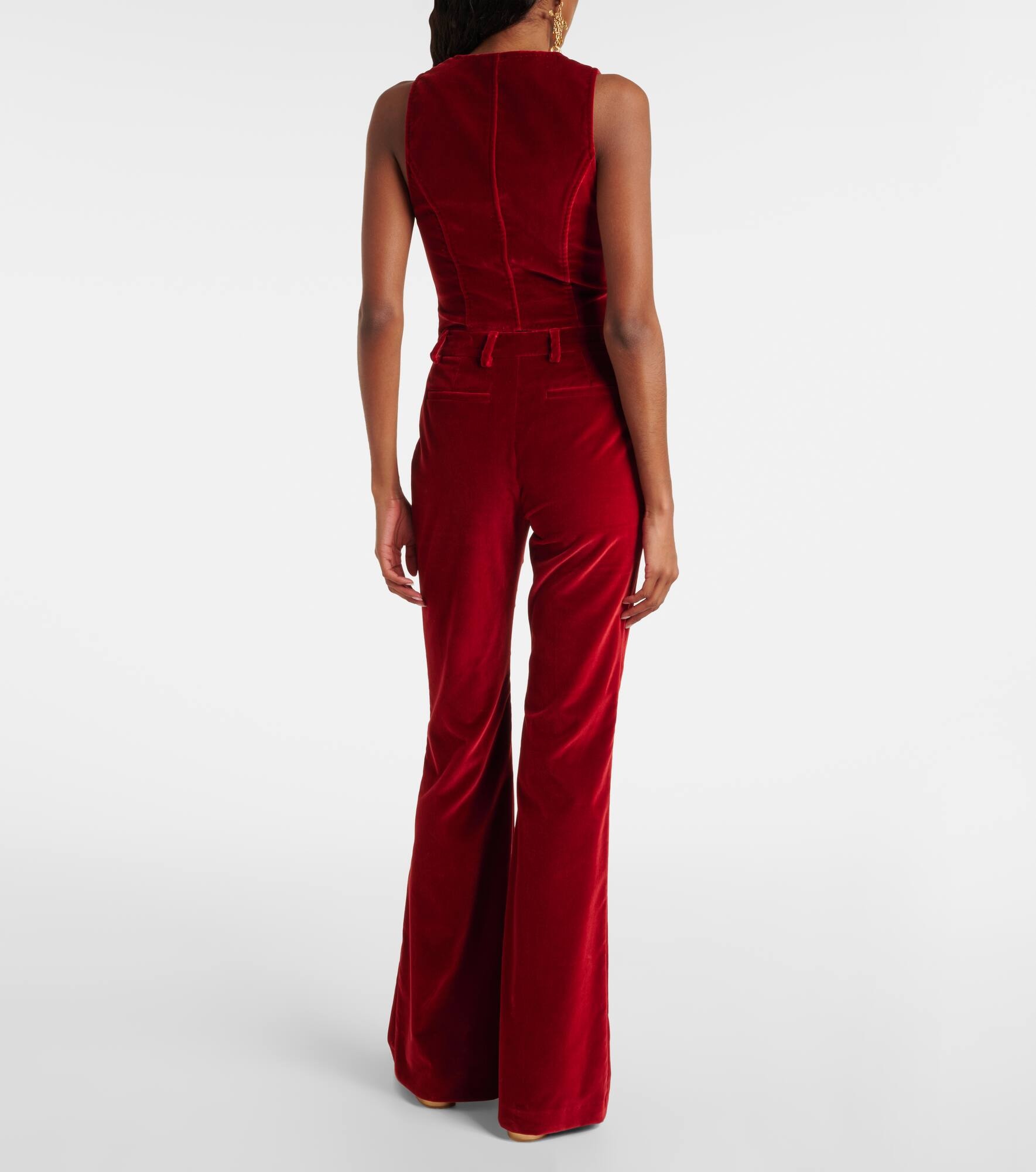 Cotton velvet flared pants - 3