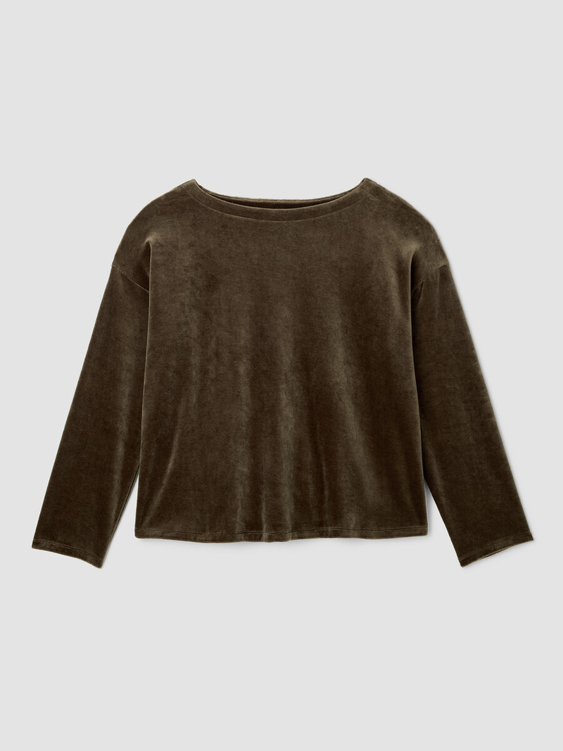 Cozy Velour Knit Bateau Neck Top 1