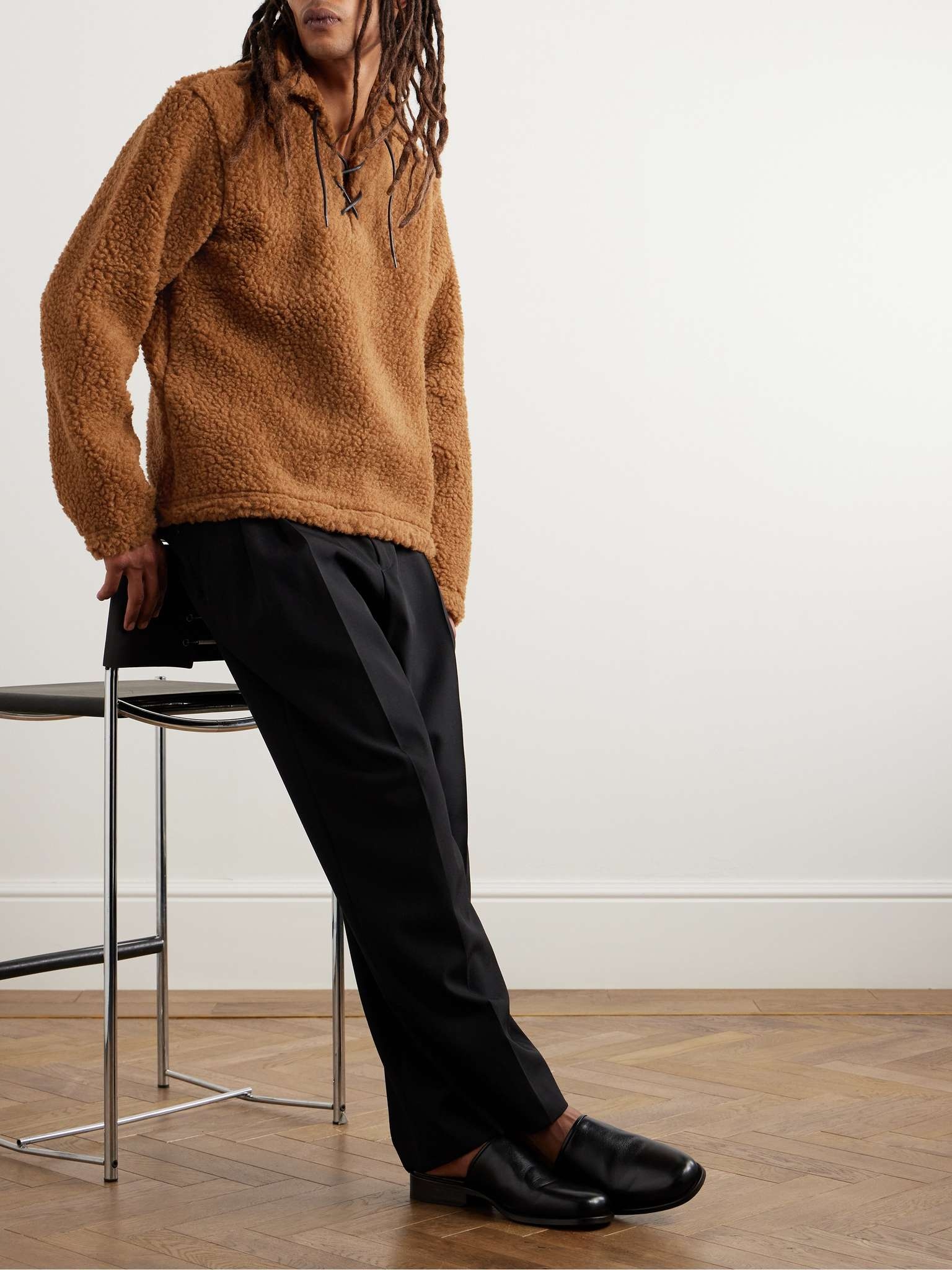 Tie-Detailed Wool-Blend Fleece Sweater - 2