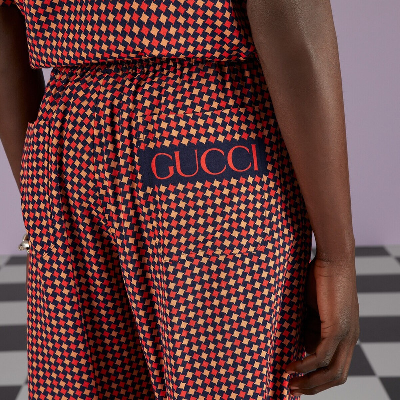 Geometric houndstooth print shorts 3