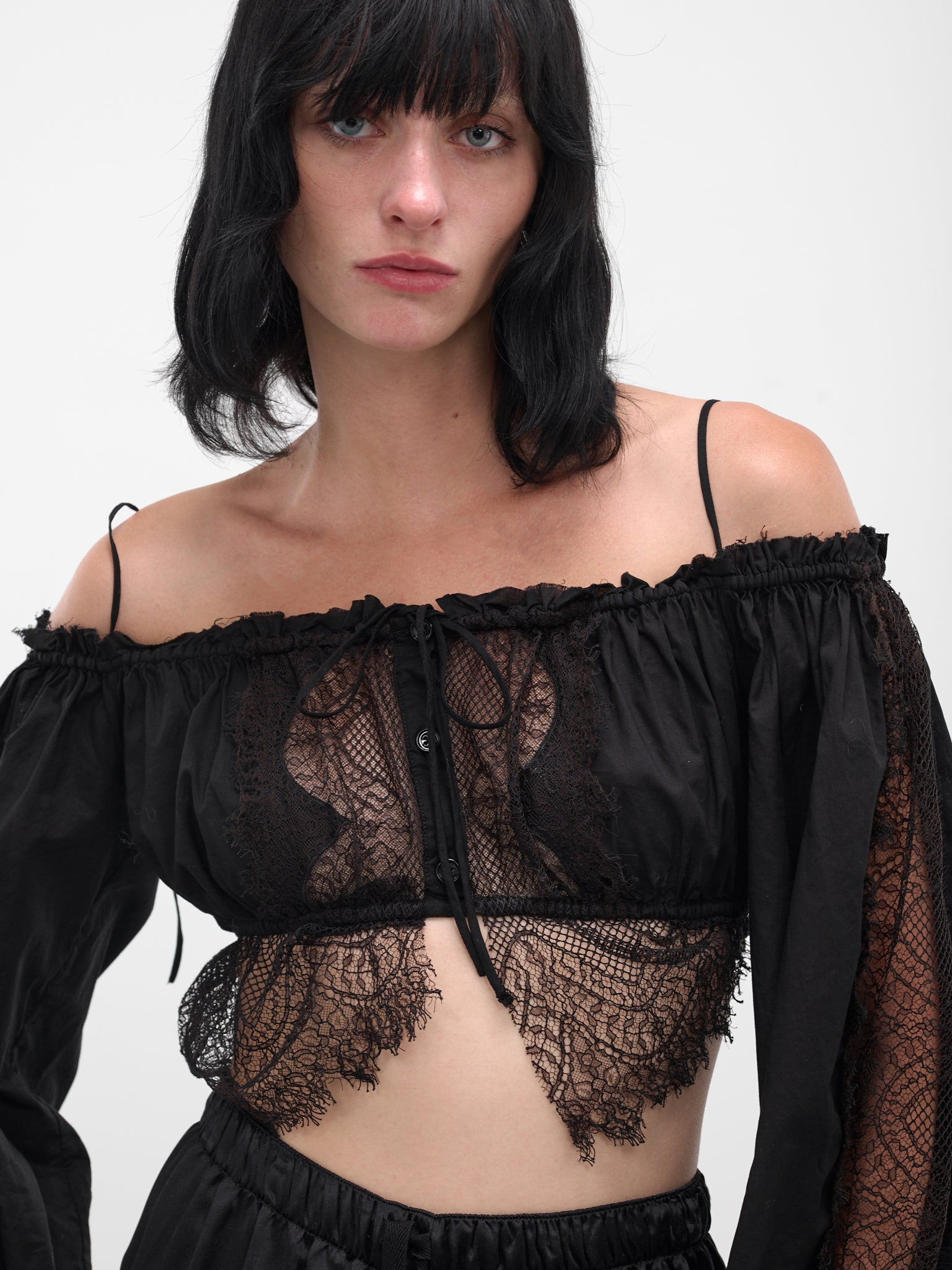 Black Jorunn Lace Crop Top - 4