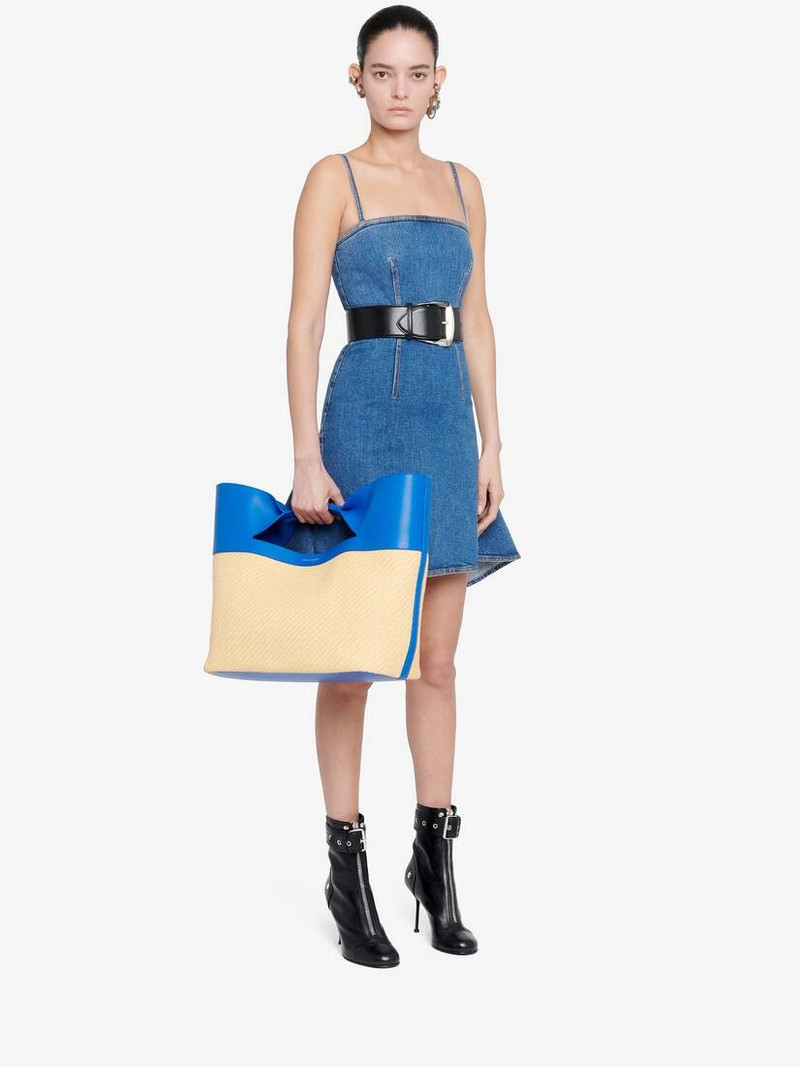 Alexander McQueen Women's The Bow in Natural/electric Blue outlook
