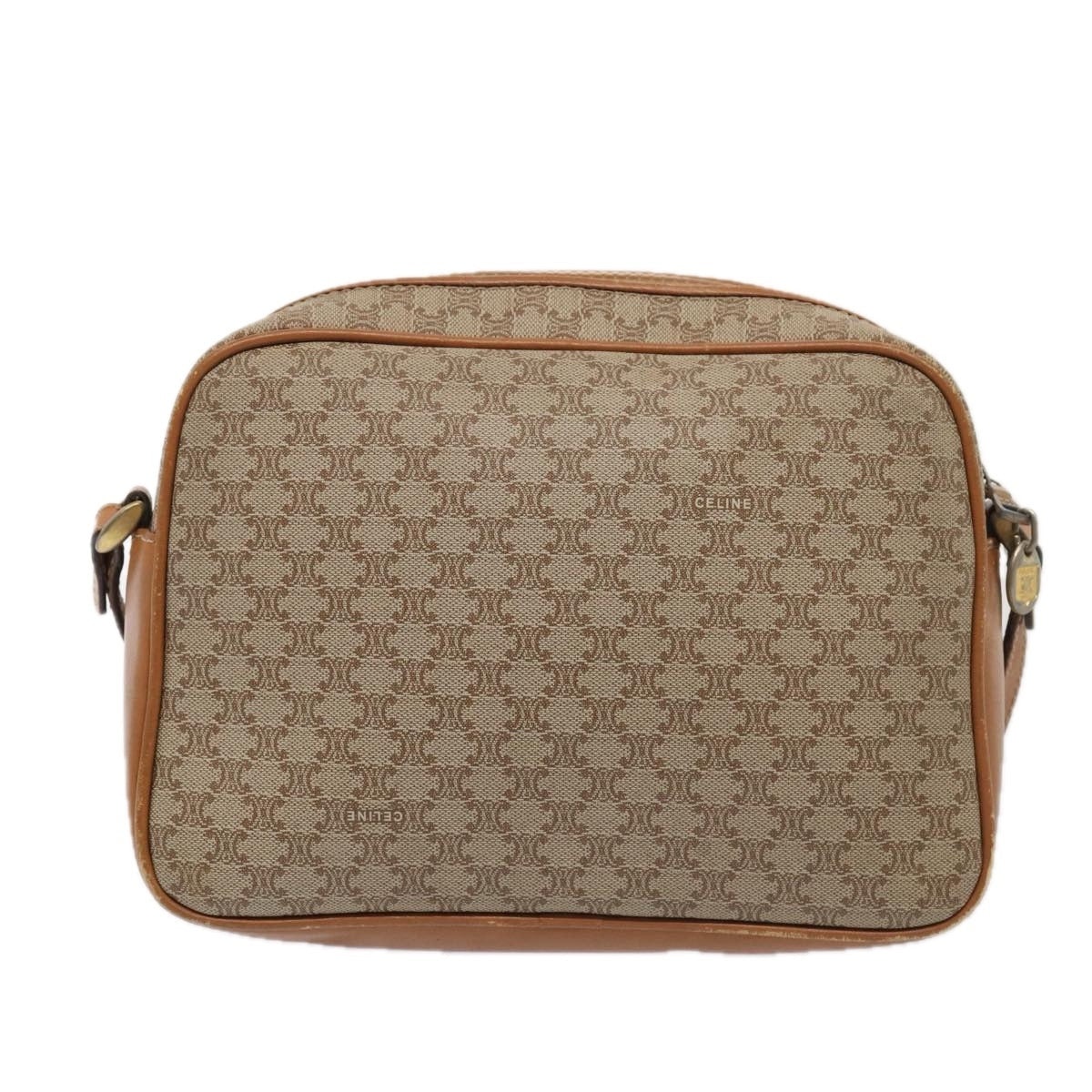 CELINE Macadam Canvas Shoulder Bag Beige Gold - 2