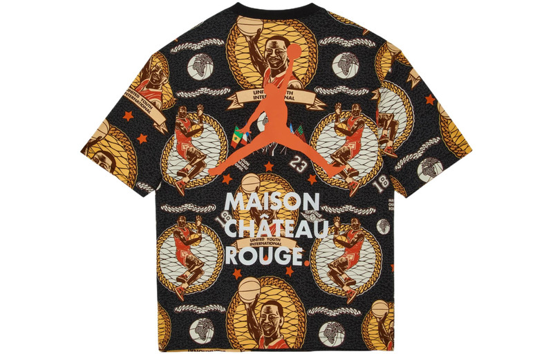 Jordan Air Jordan x Maison Chateau Rouge Crossover Pattern Full Print Short Sleeve Asia Edition Black DJ976 outlook