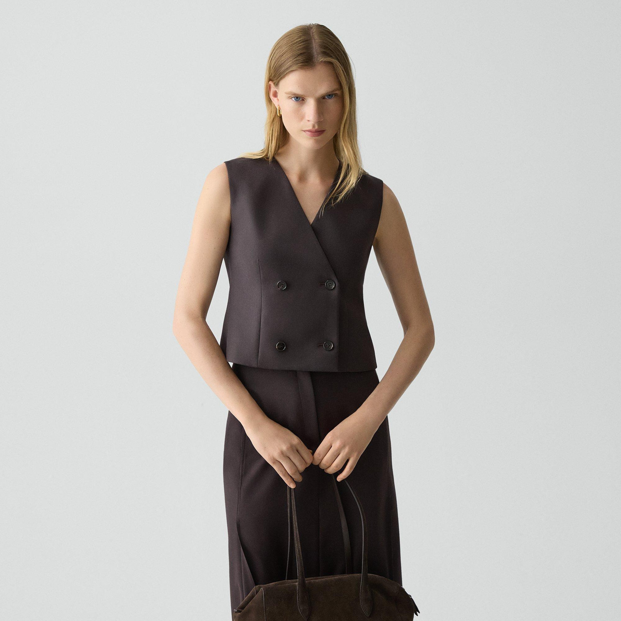 Shrunken Double-Breasted Vest in Sleek Flannel - 2