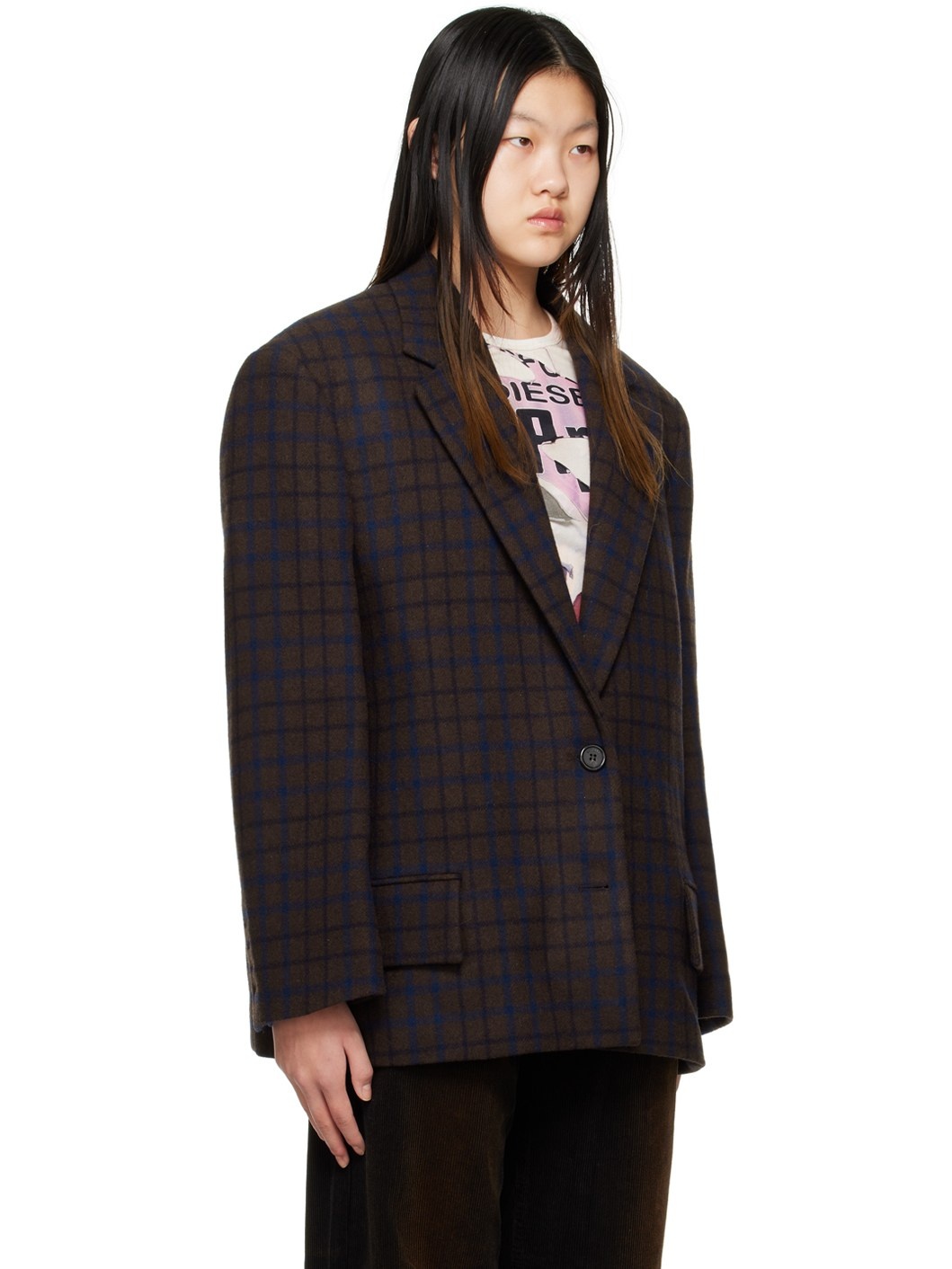 Brown Check Blazer - 2