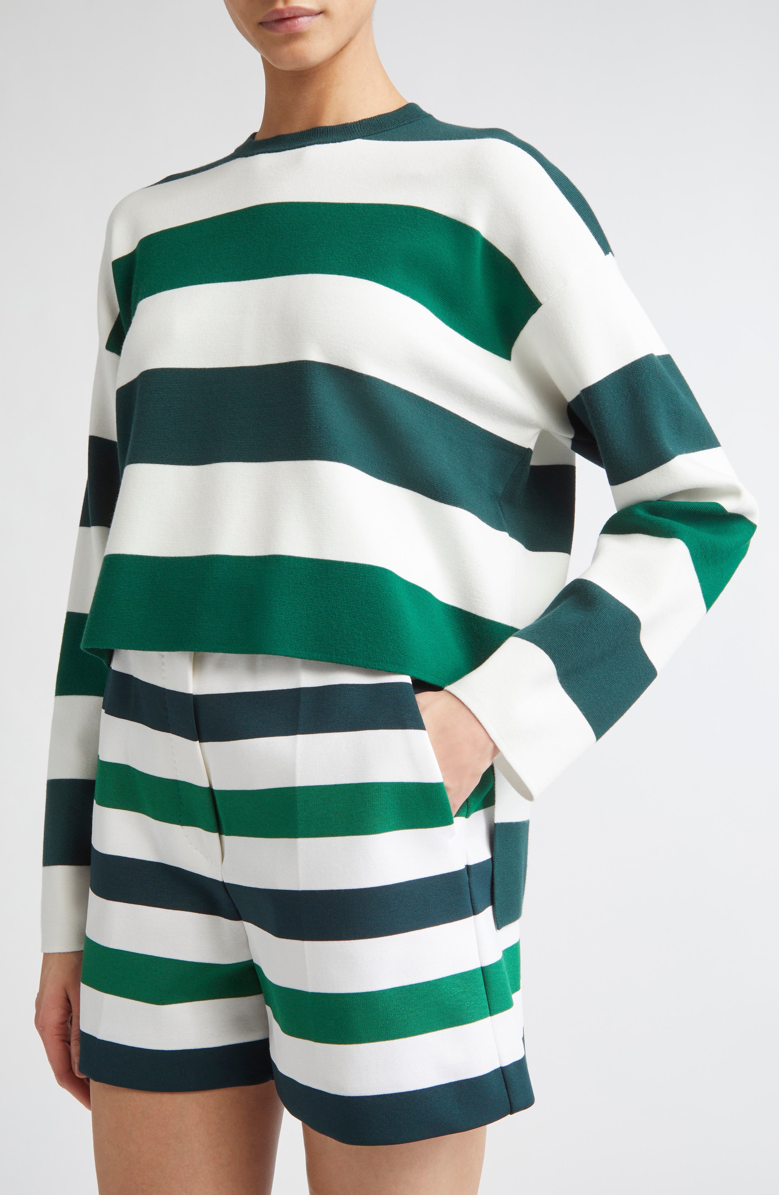Max Mara Jesone Stripe Milano Knit Sweater in Sky Blue at Nordstrom - 5