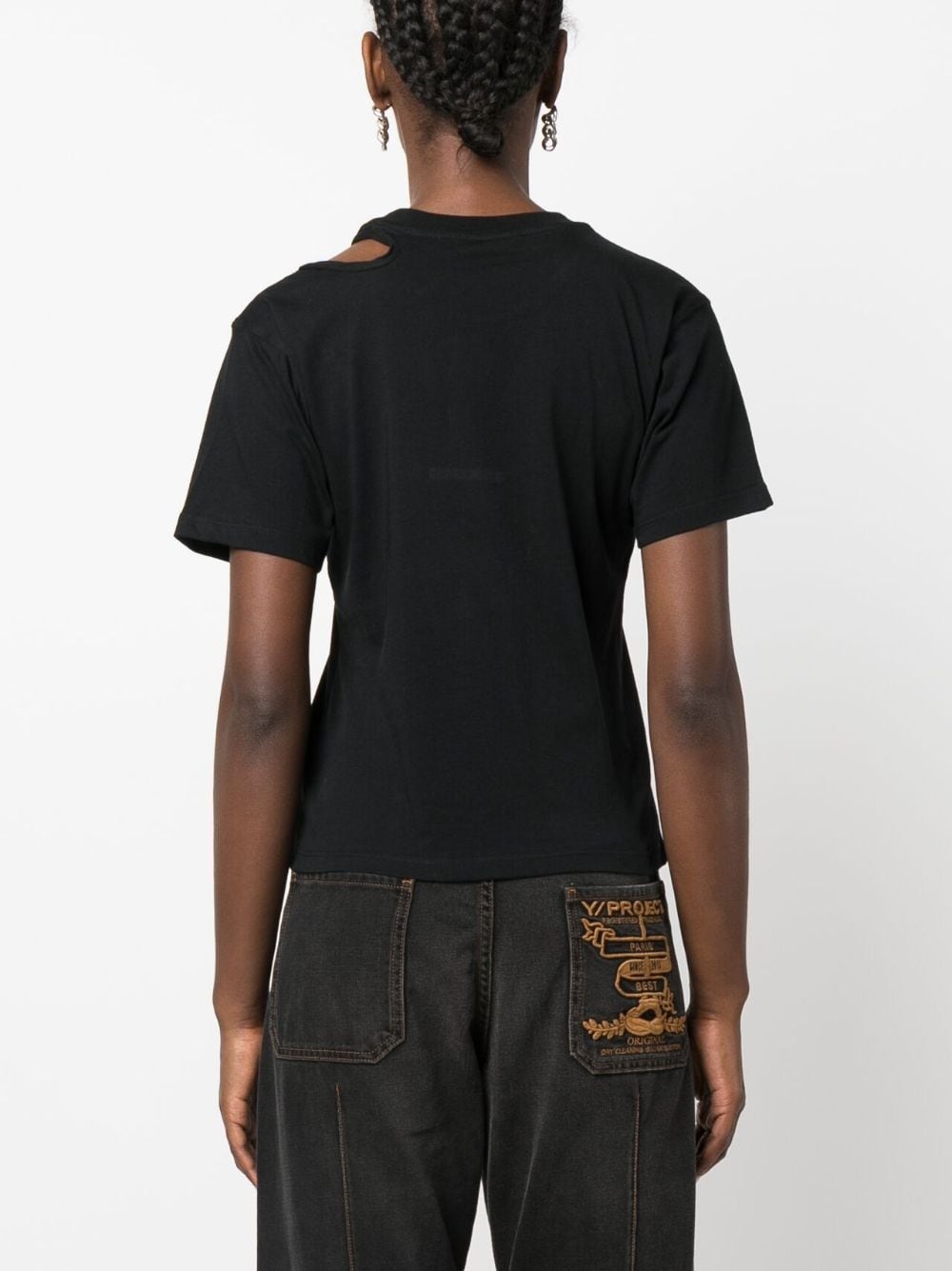 cut-out detail organic cotton T-shirt - 4