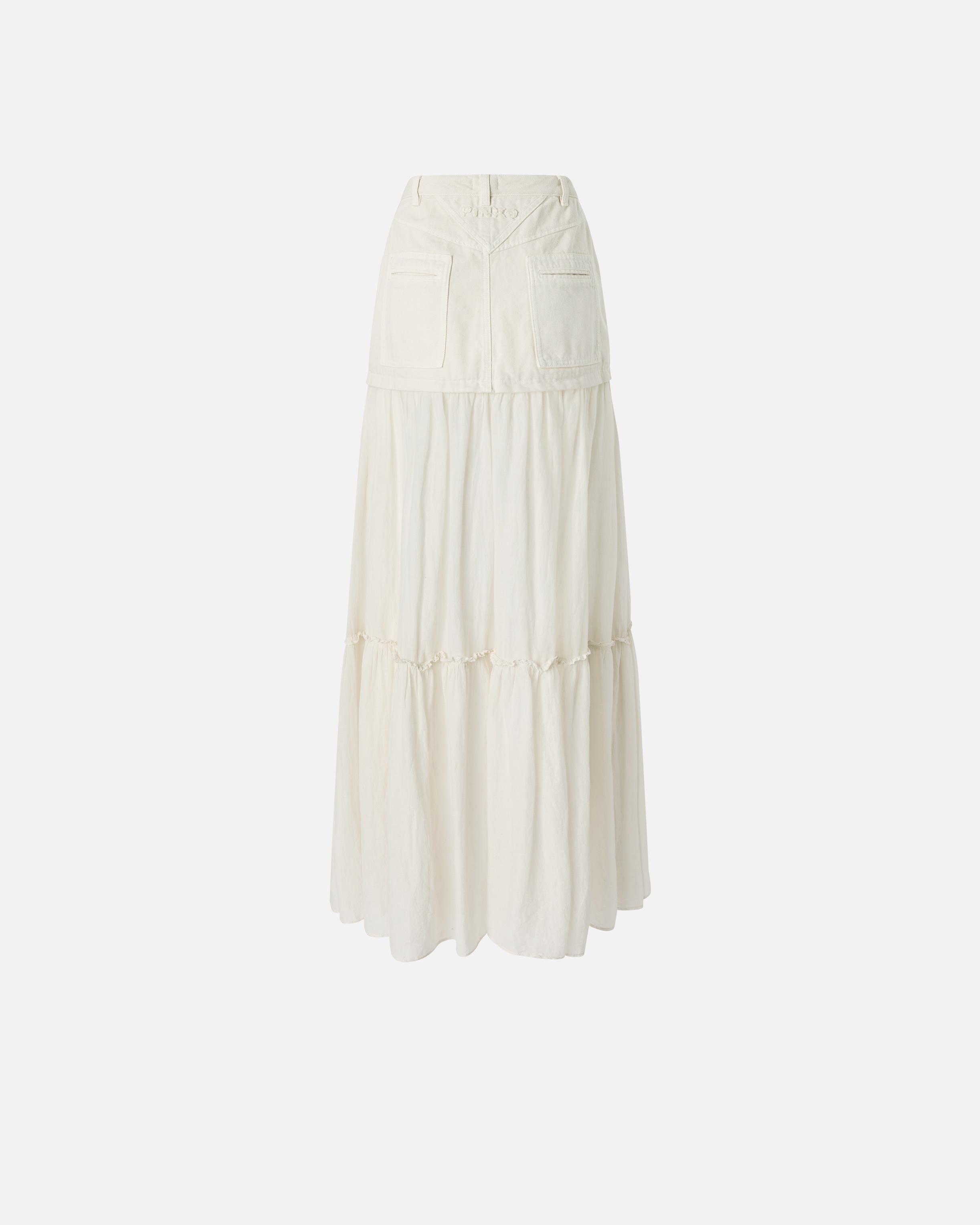 LONG SKIRT IN CANVAS AND COTTON VOILE - 6