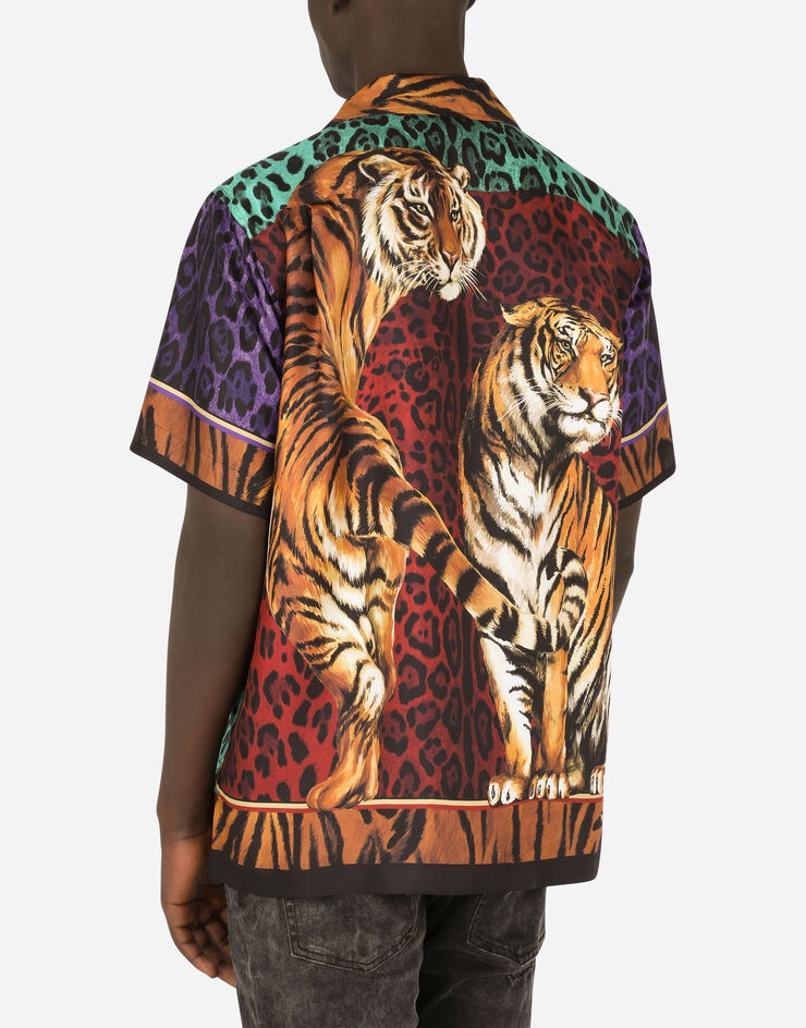 Tiger-print silk Hawaiian shirt - 5