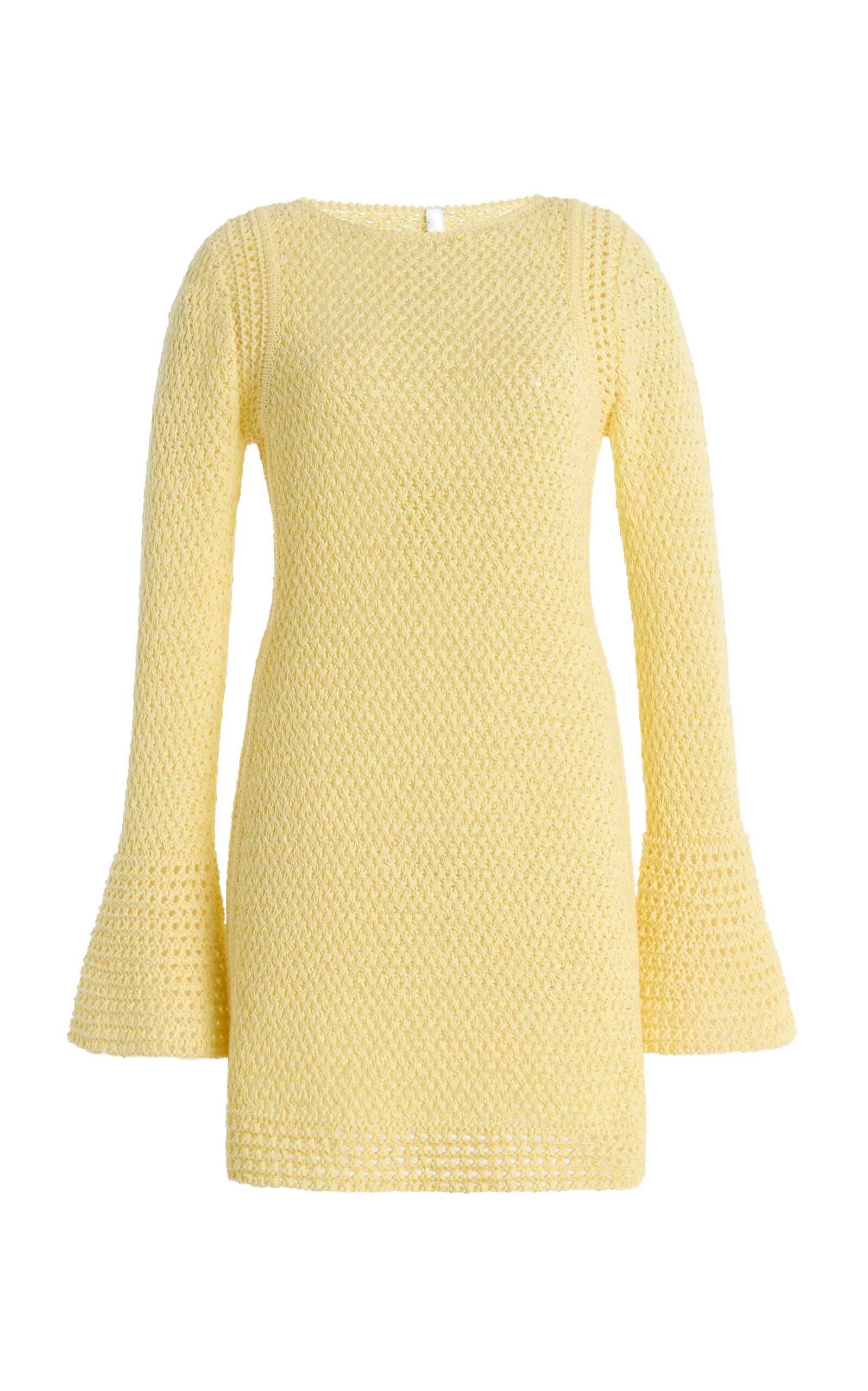 Exclusive Oakleigh Crocheted Cotton-Blend Mini Dress yellow - 1