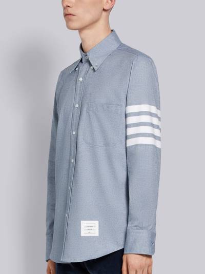 Thom Browne Light Blue Solid Flannel Shirting 4-bar Nametag Straight Fit Shirt outlook