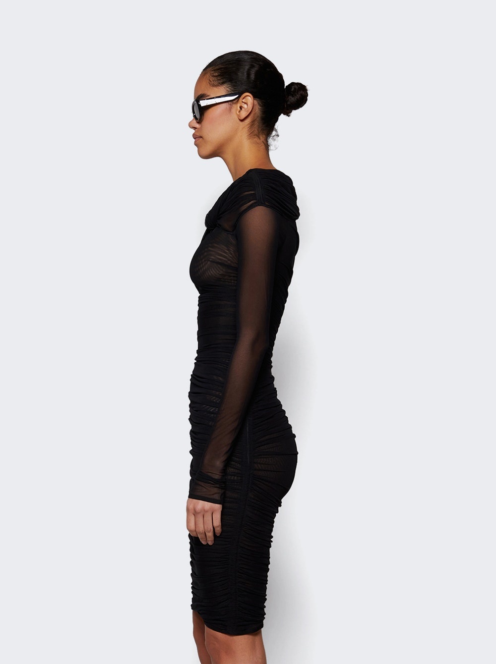 Off The Shoulder Ruched Dress Black - 4