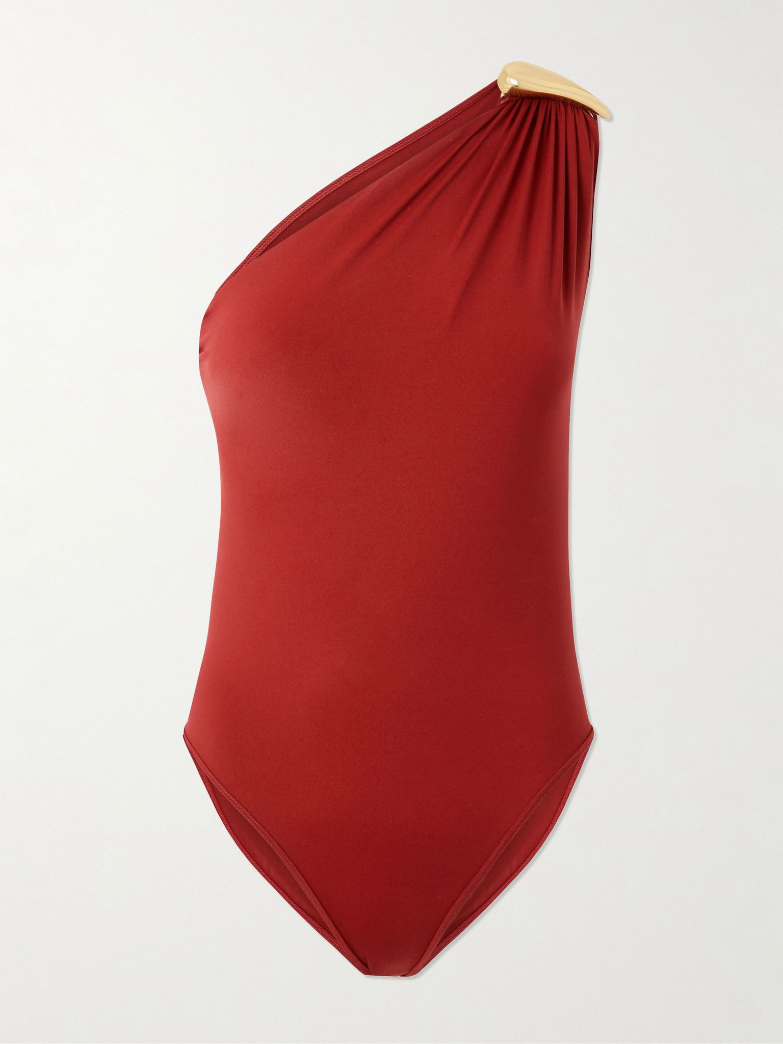 One-shoulder embellished swimsuit Red - 1