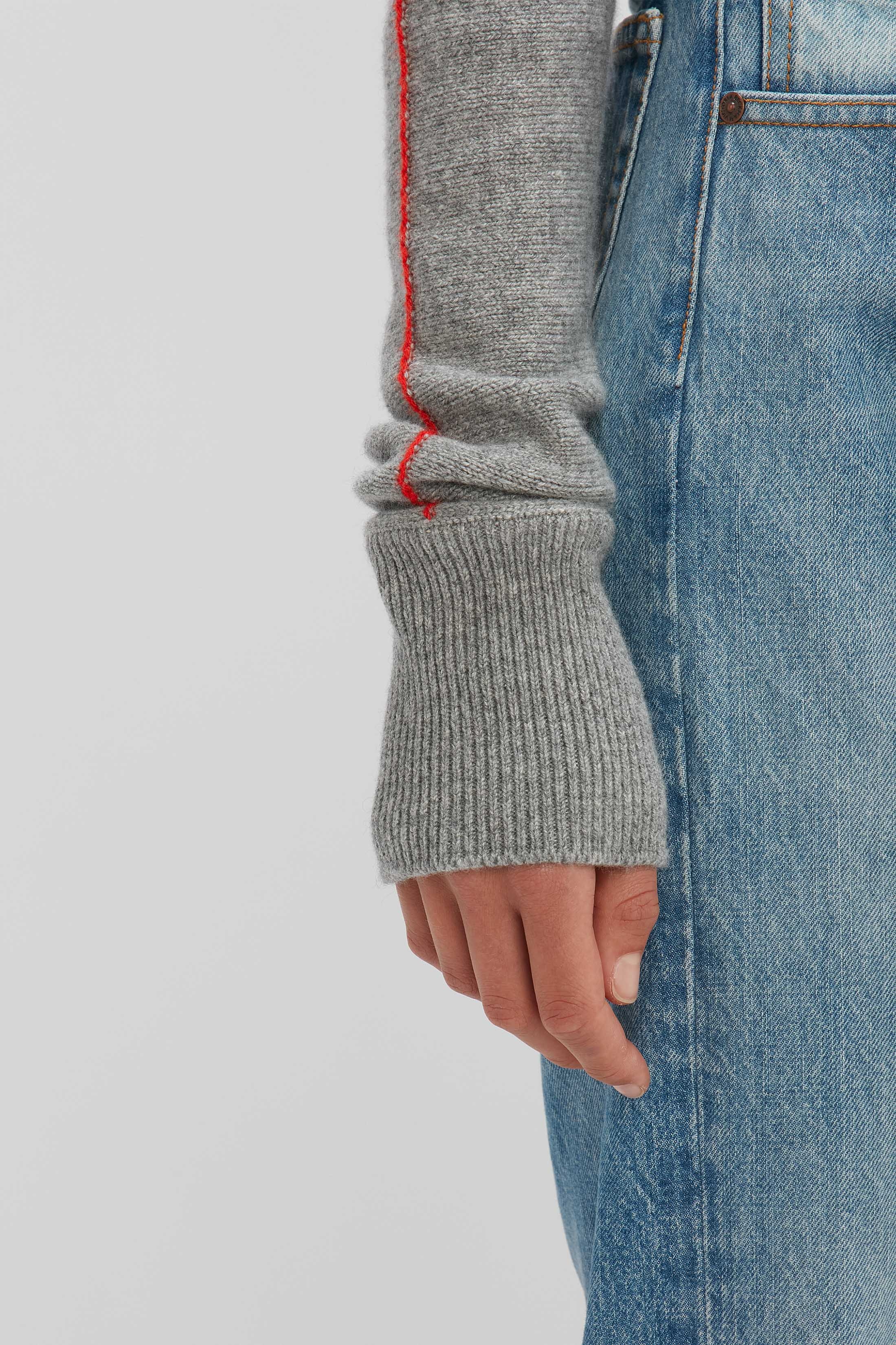 Polo Neck Jumper in Grey Marl - 7