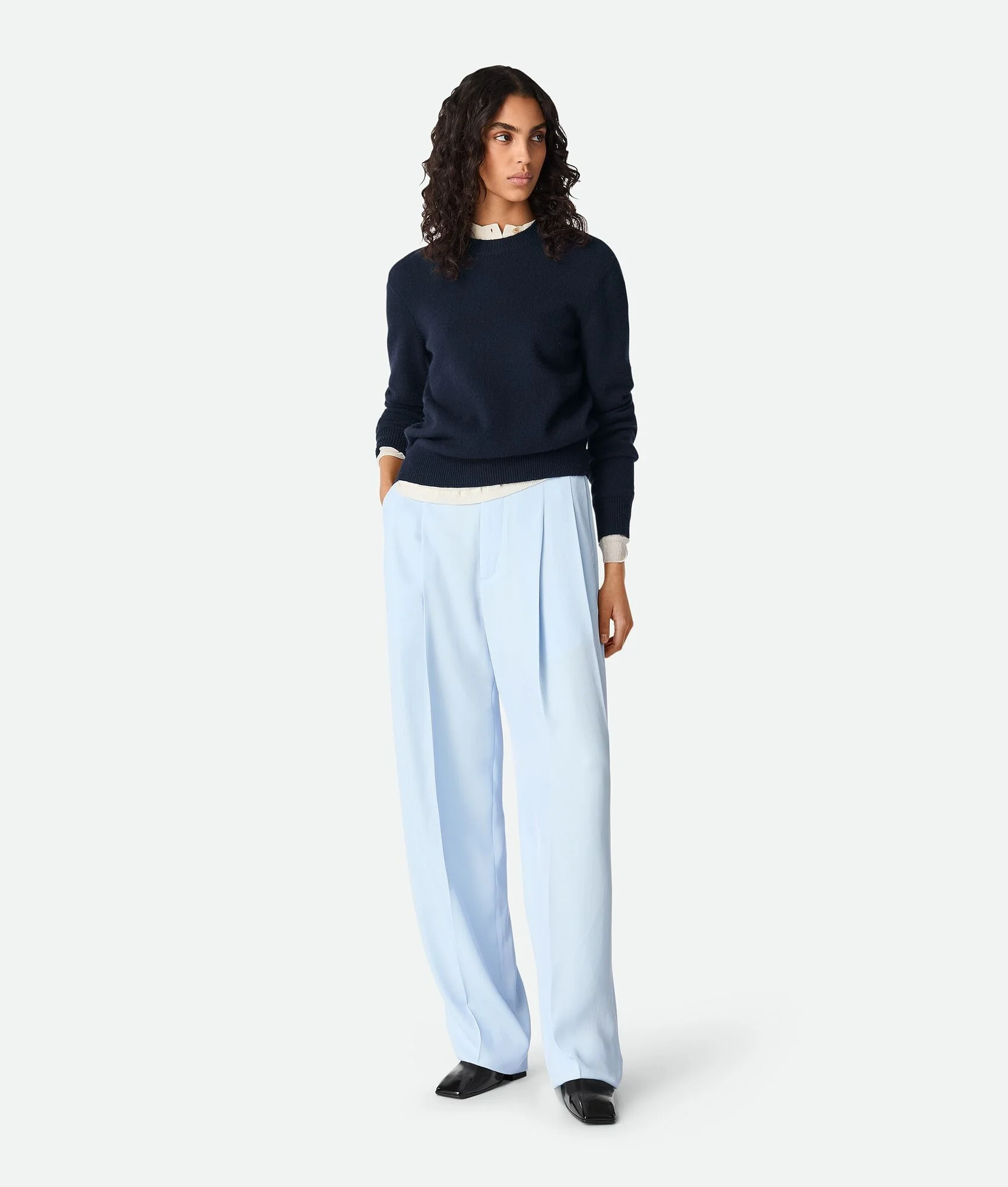 Viscose And Silk Twill Straight Trousers - 1