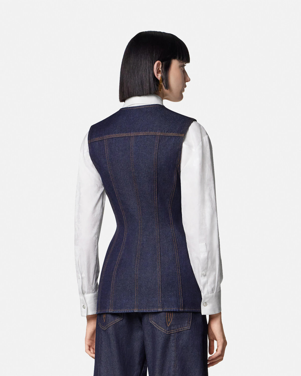 Denim Fitted Vest - 5
