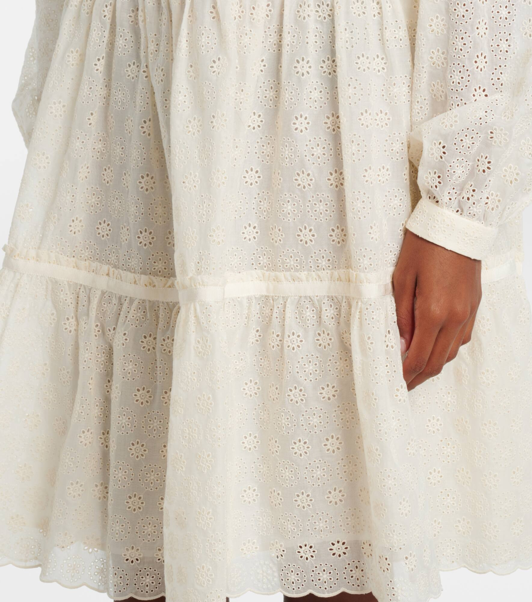 Broderie anglaise cotton shirt dress - 5