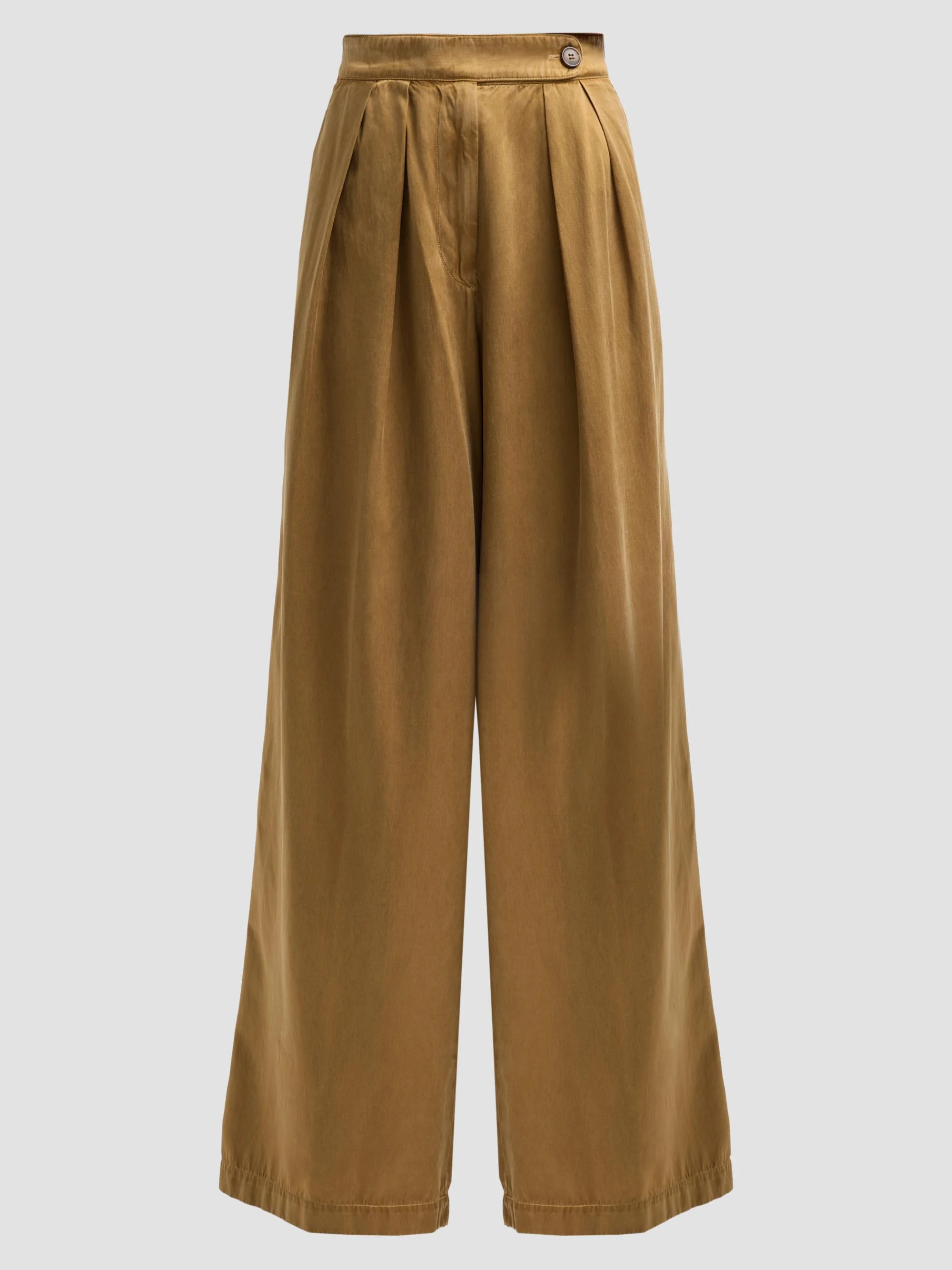 Women's Pleated Wide-Leg Trousers - Umber - 1