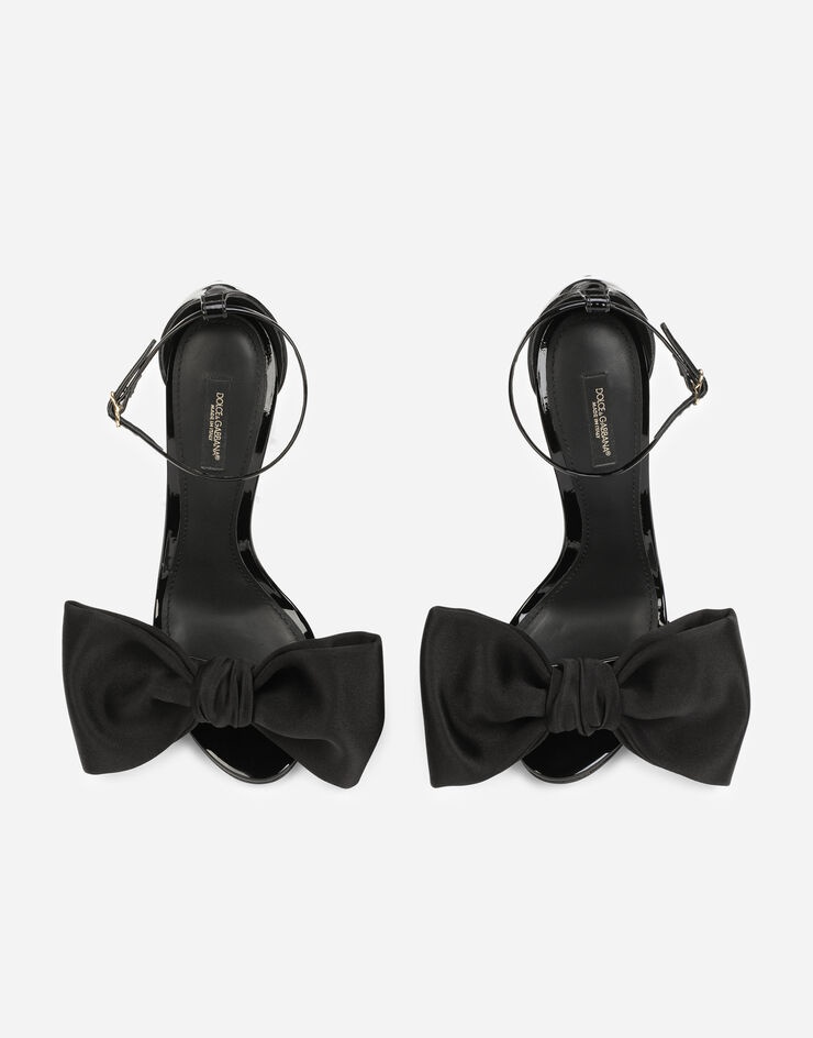 Patent leather sandals with satin bow - 4