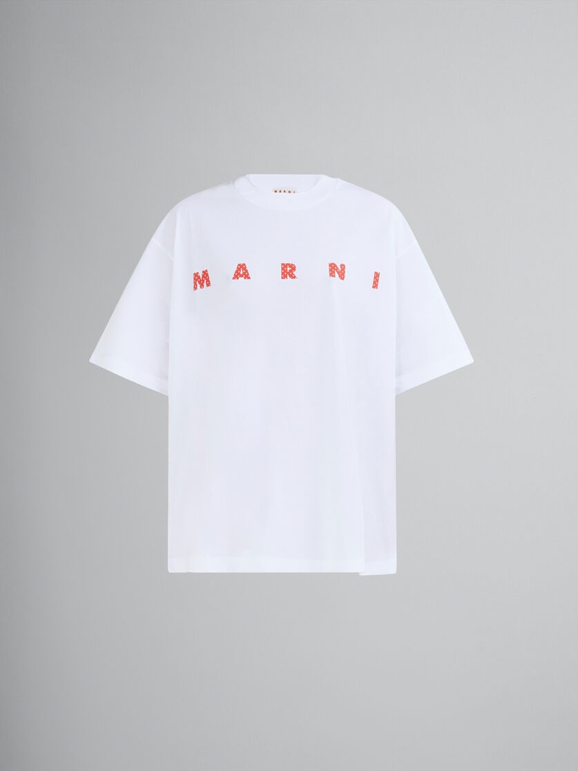 WHITE BIO-COTTON T-SHIRT WITH POLKA DOT LOGO - 1